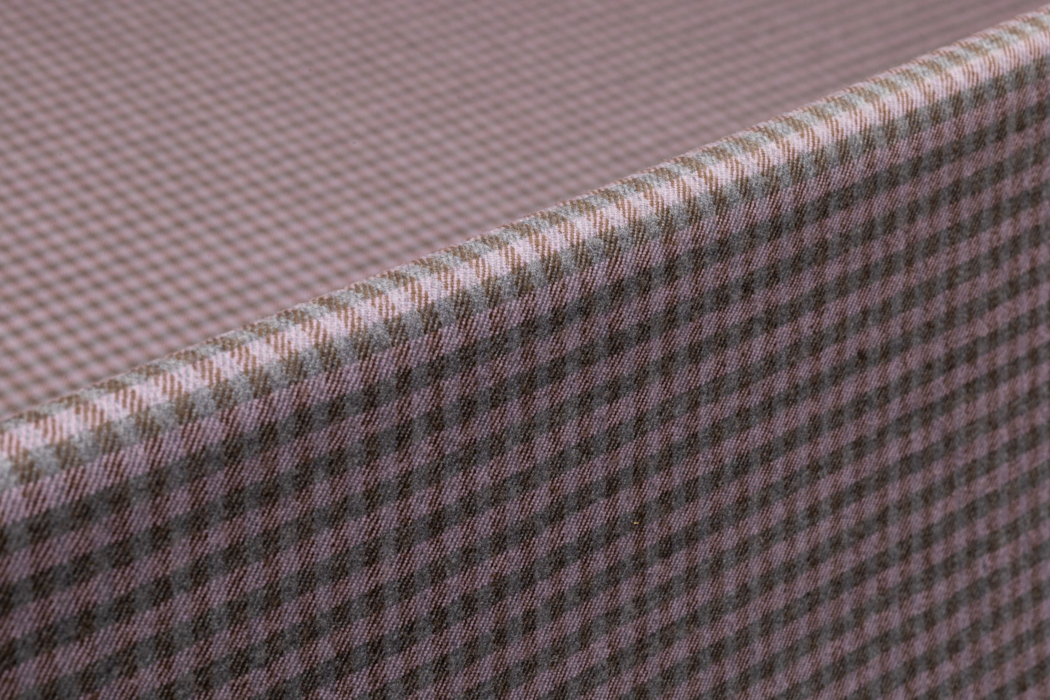 Checked Italian Stretch Wool Flannel - Dusty Rose / Brown