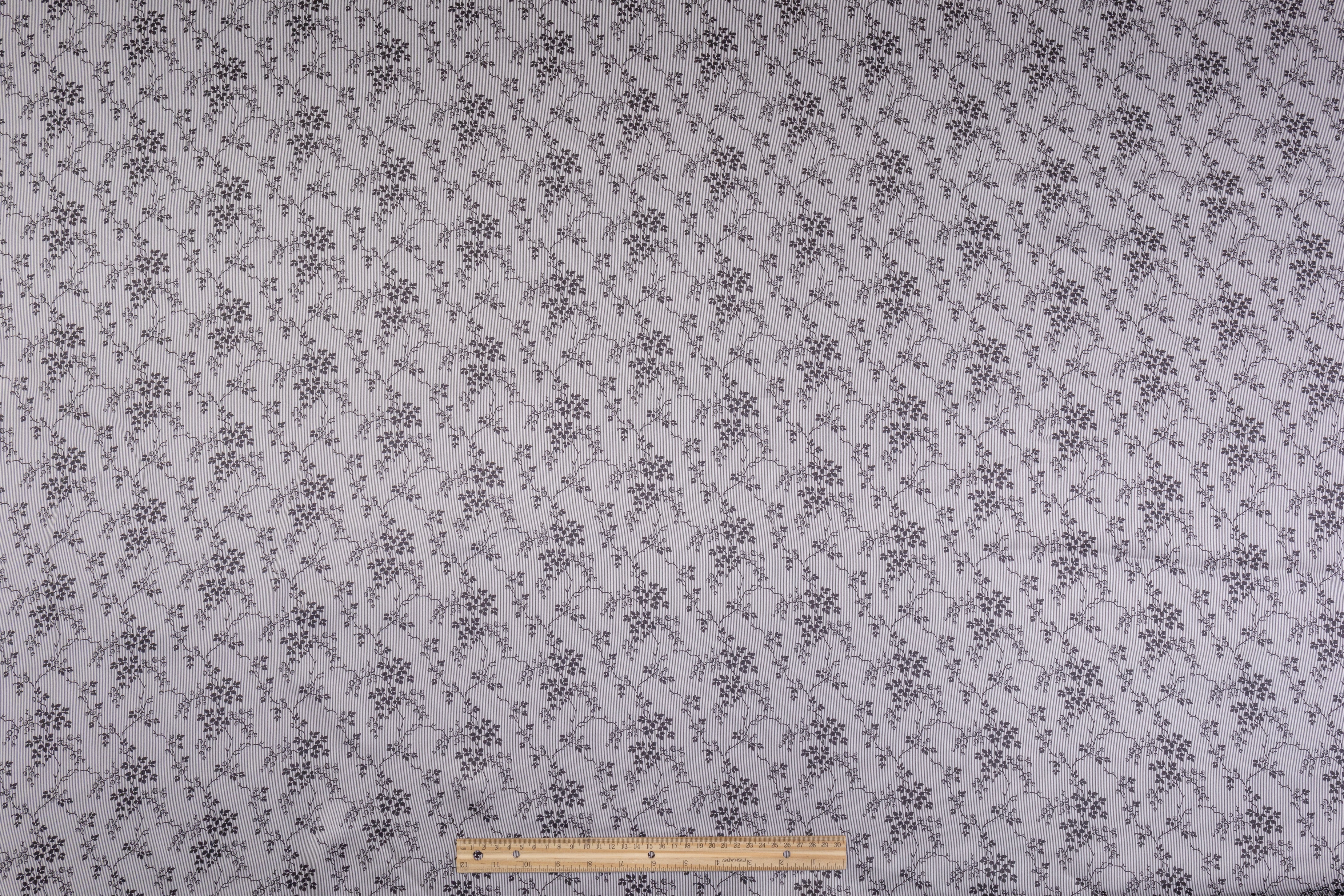 Floral Silk Charmeuse - Gray / Black
