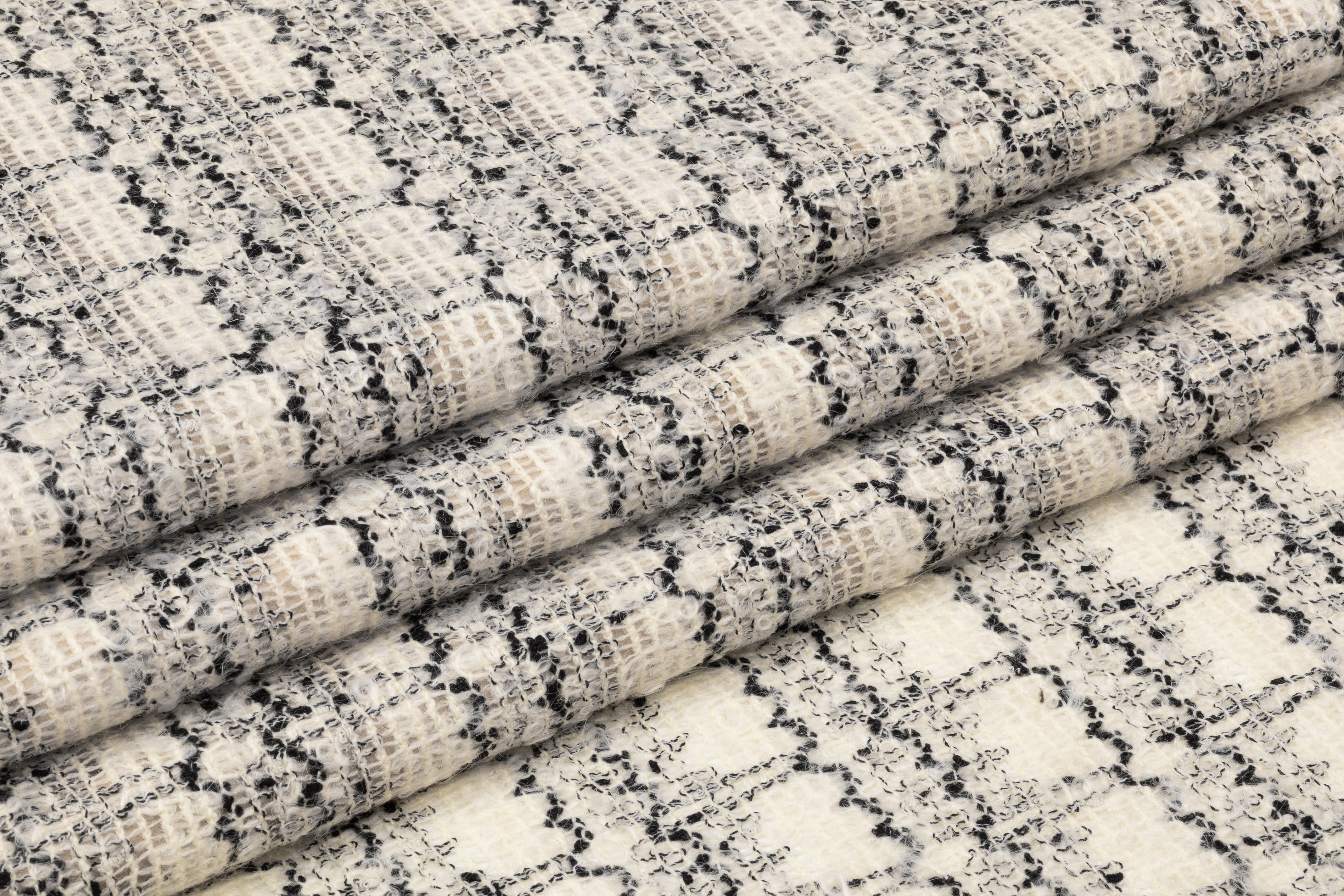 Novelty Italian Wool Tweed Boucle - Black / Ivory