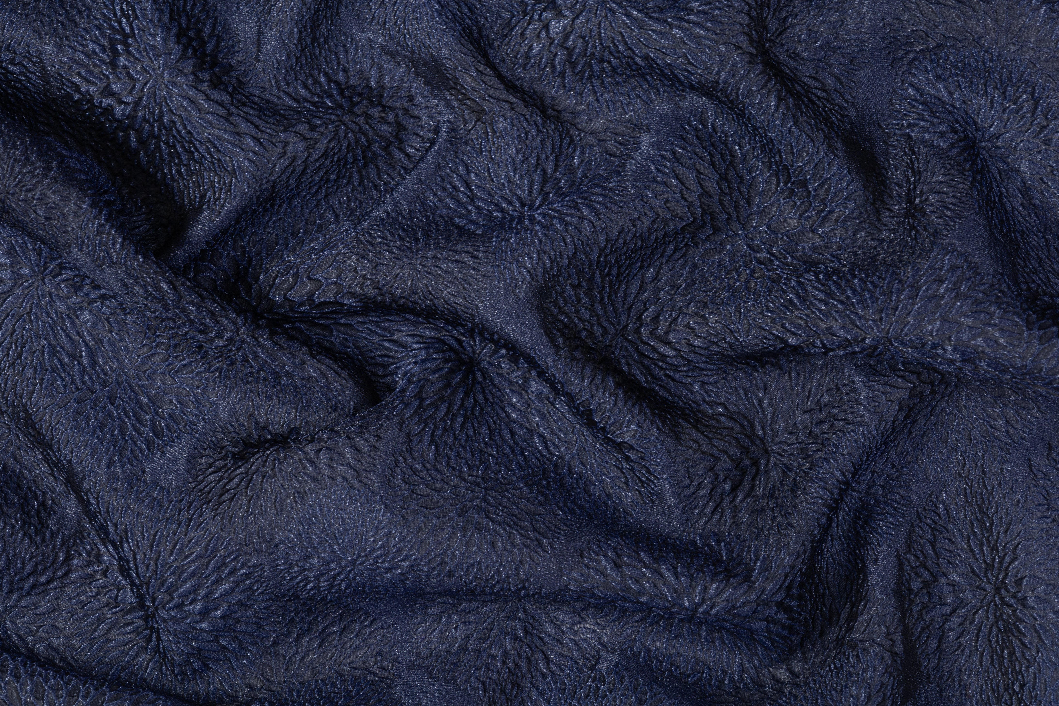 Metallic Organza Brocade - Navy Blue