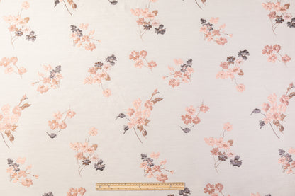 Floral Metallic Silk Blend Brocade - Beige / Pink / Gray