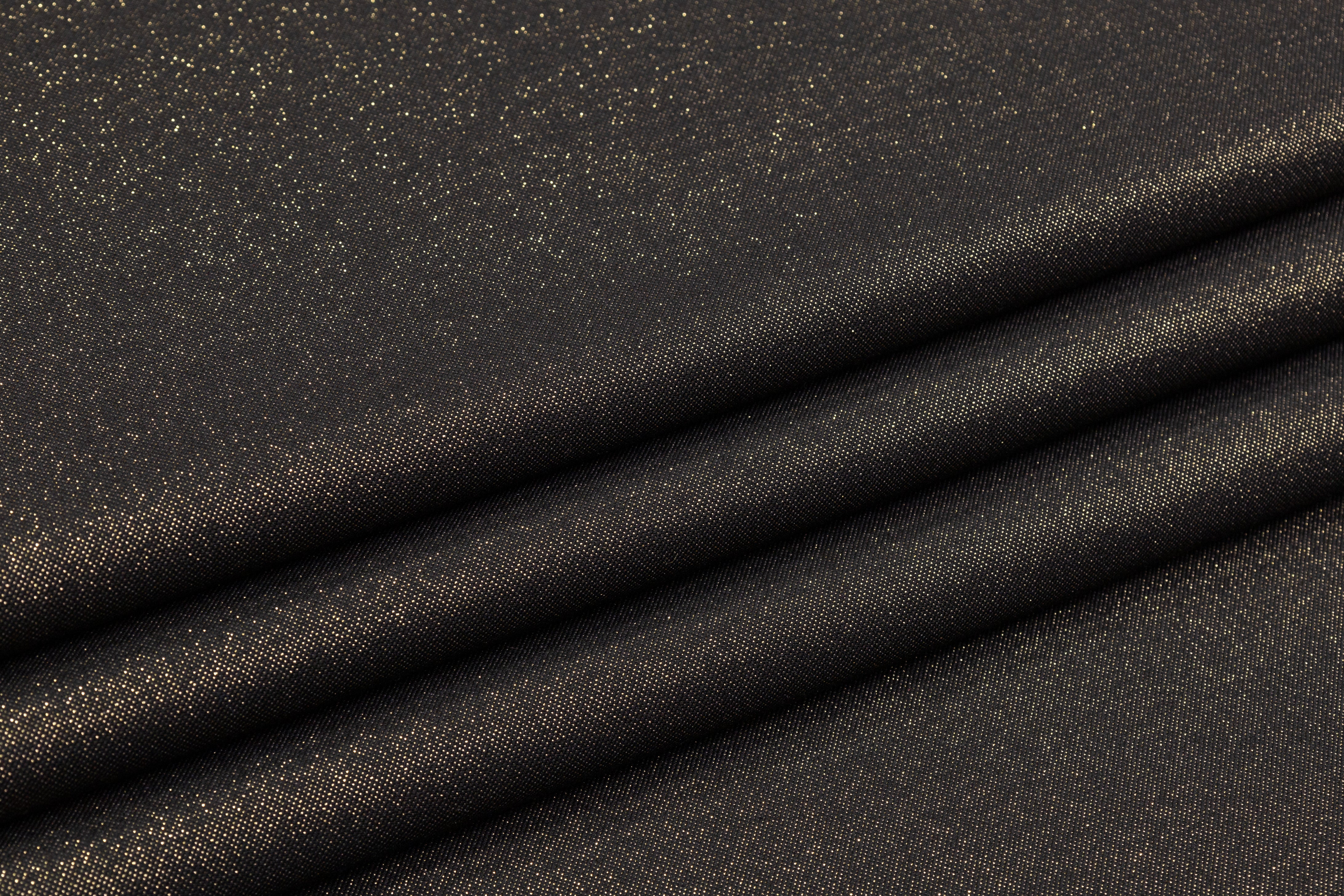 Metallic Italian Poly Viscose Suiting - Black / Gold