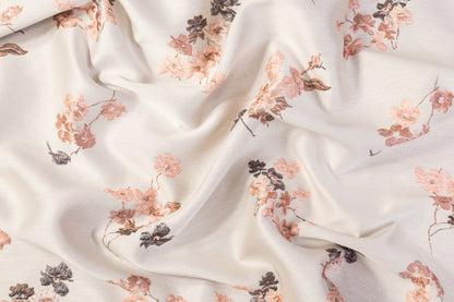 Floral Metallic Silk Blend Brocade - Beige / Pink / Gray