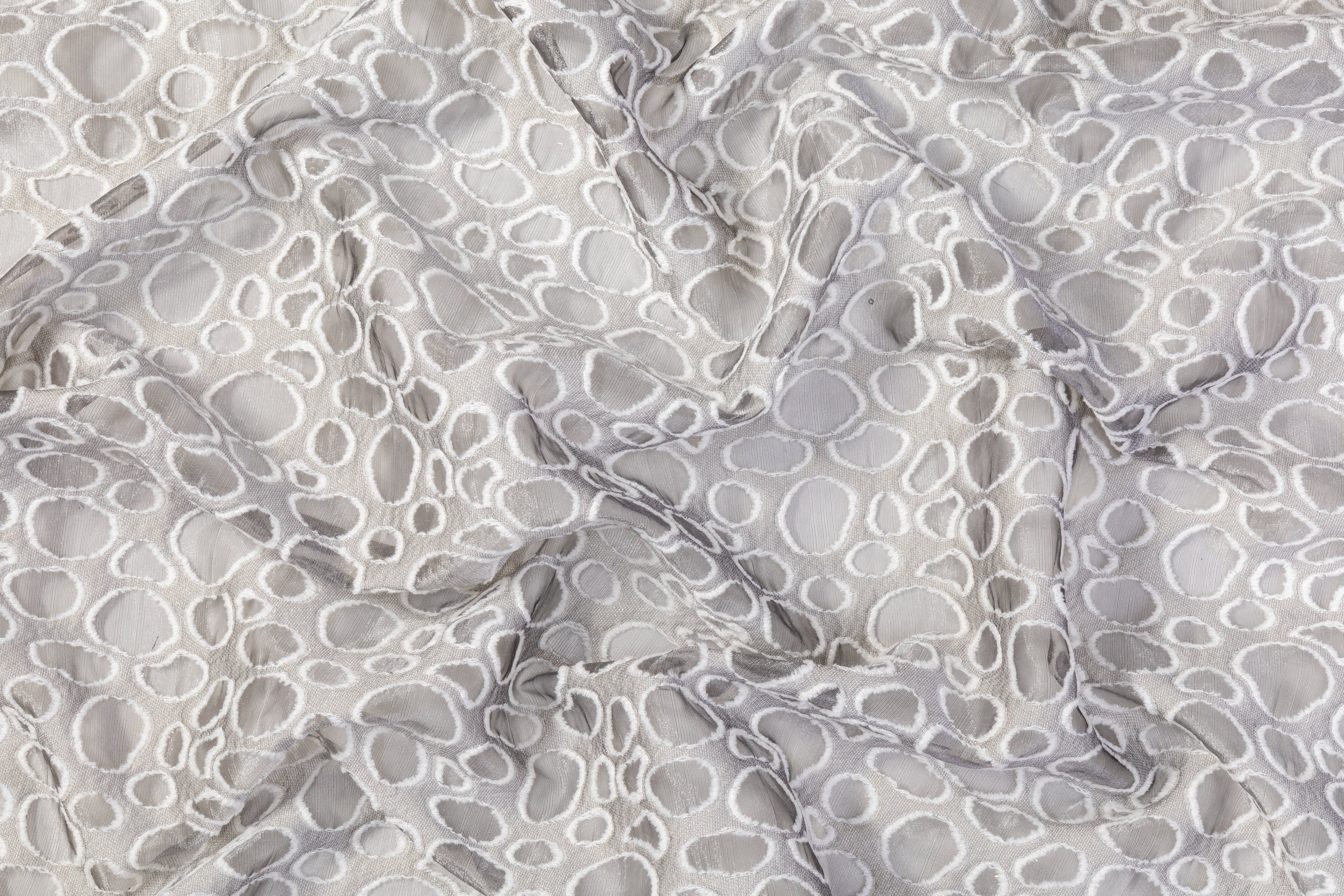 Wool Blend Organza Fil Coupé - Gray / White