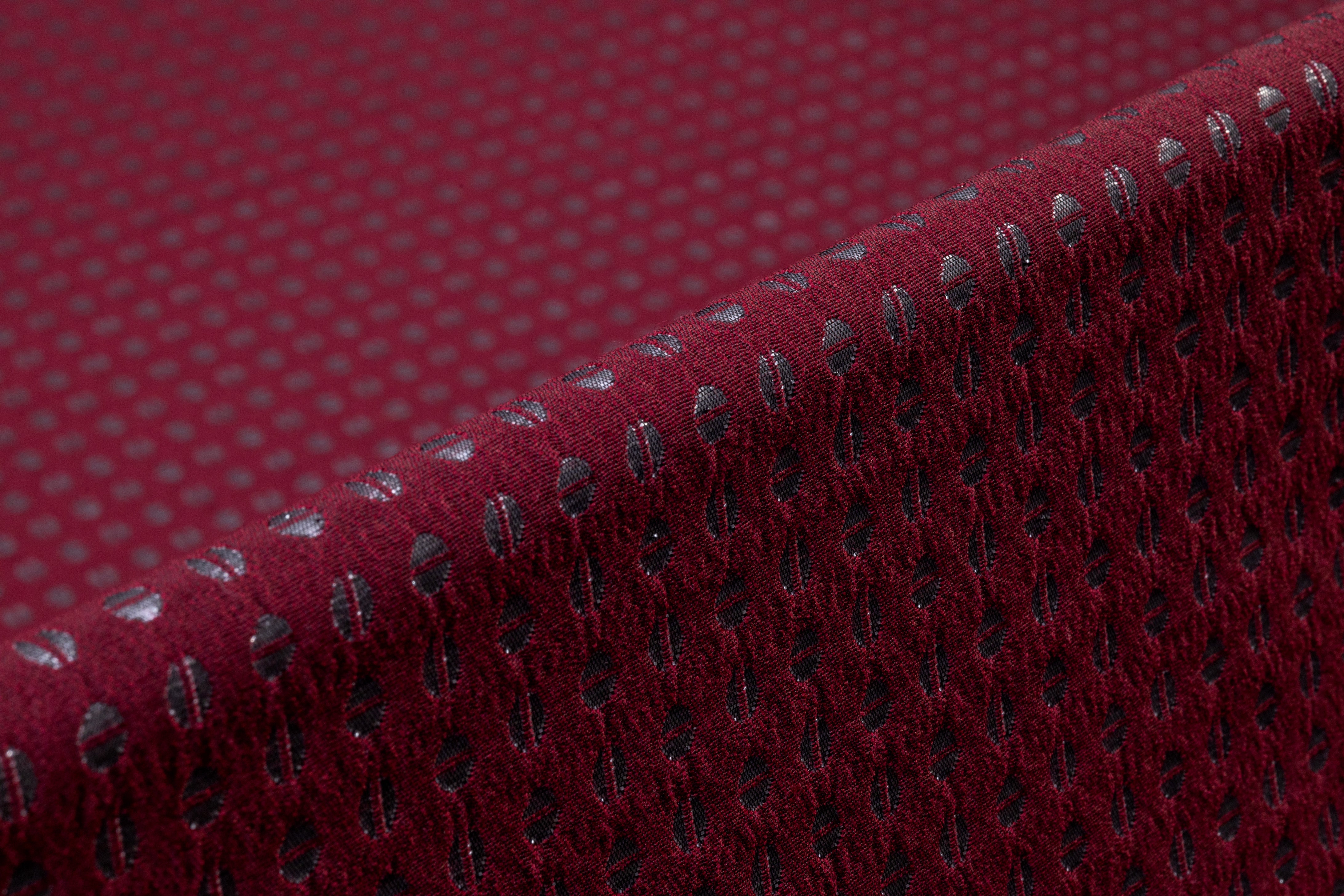 Metallic Italian Wool Blend Brocade - Burgundy / Silver