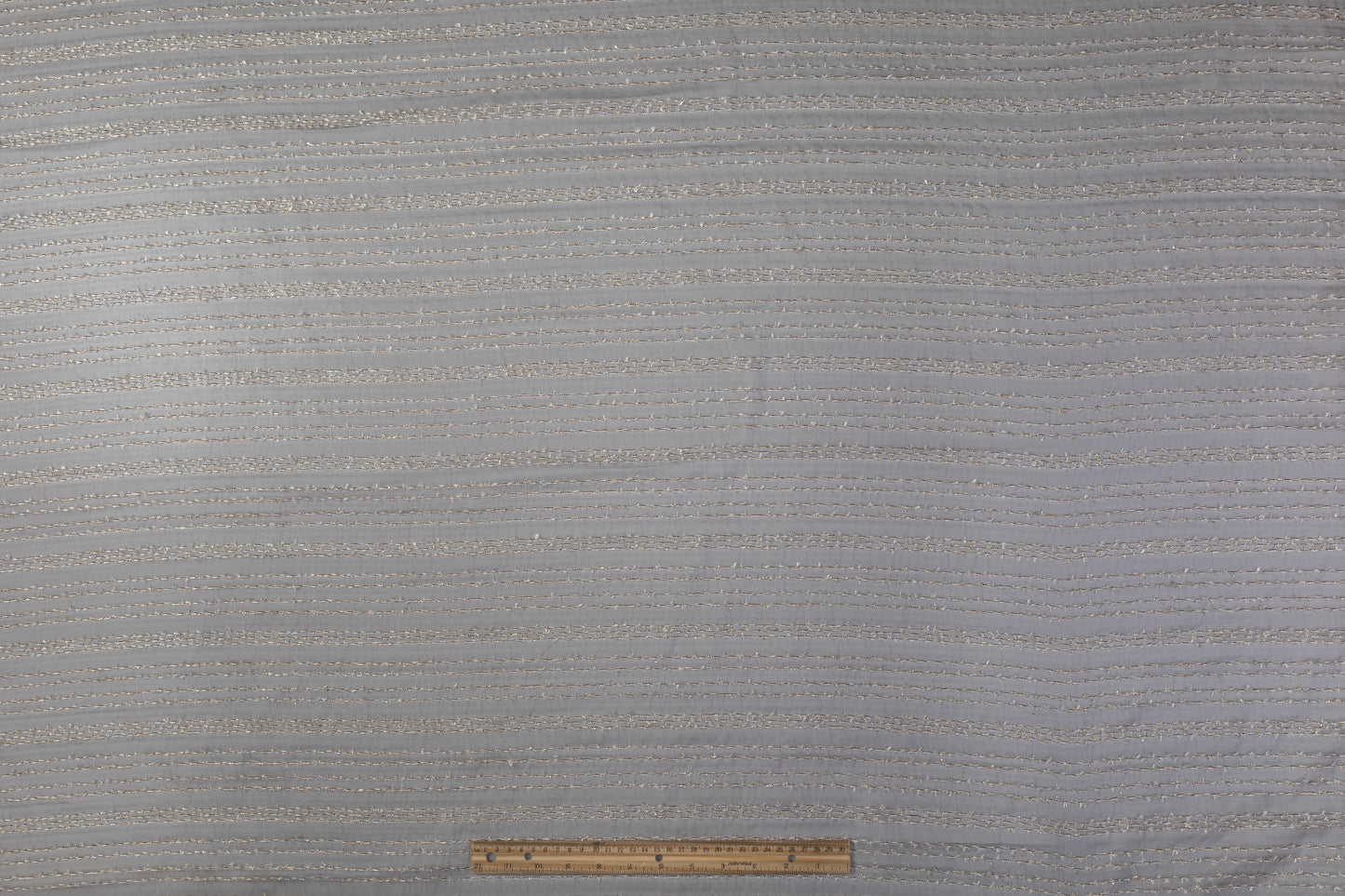 Embroidered Italian Silk Nylon Organza - Gray / White / Gold