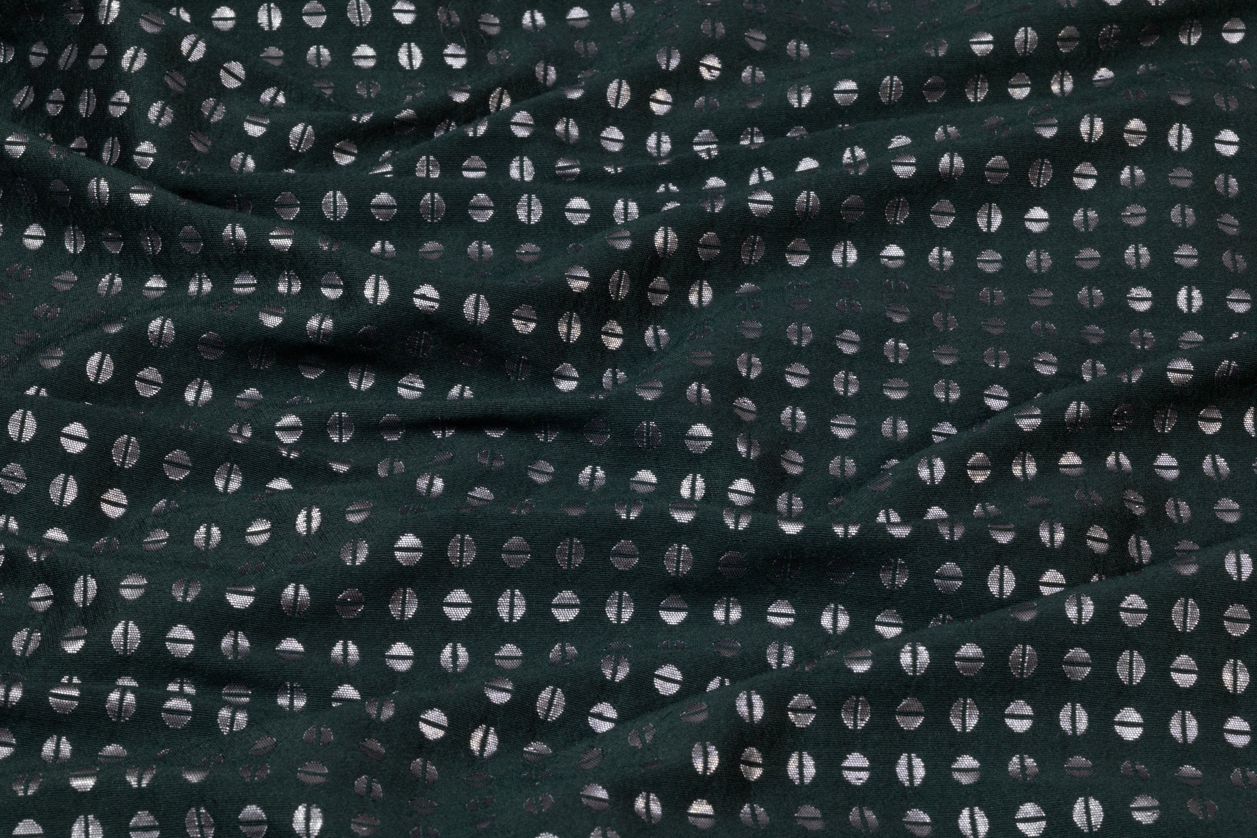 Metallic Italian Wool Blend Brocade - Green / Silver