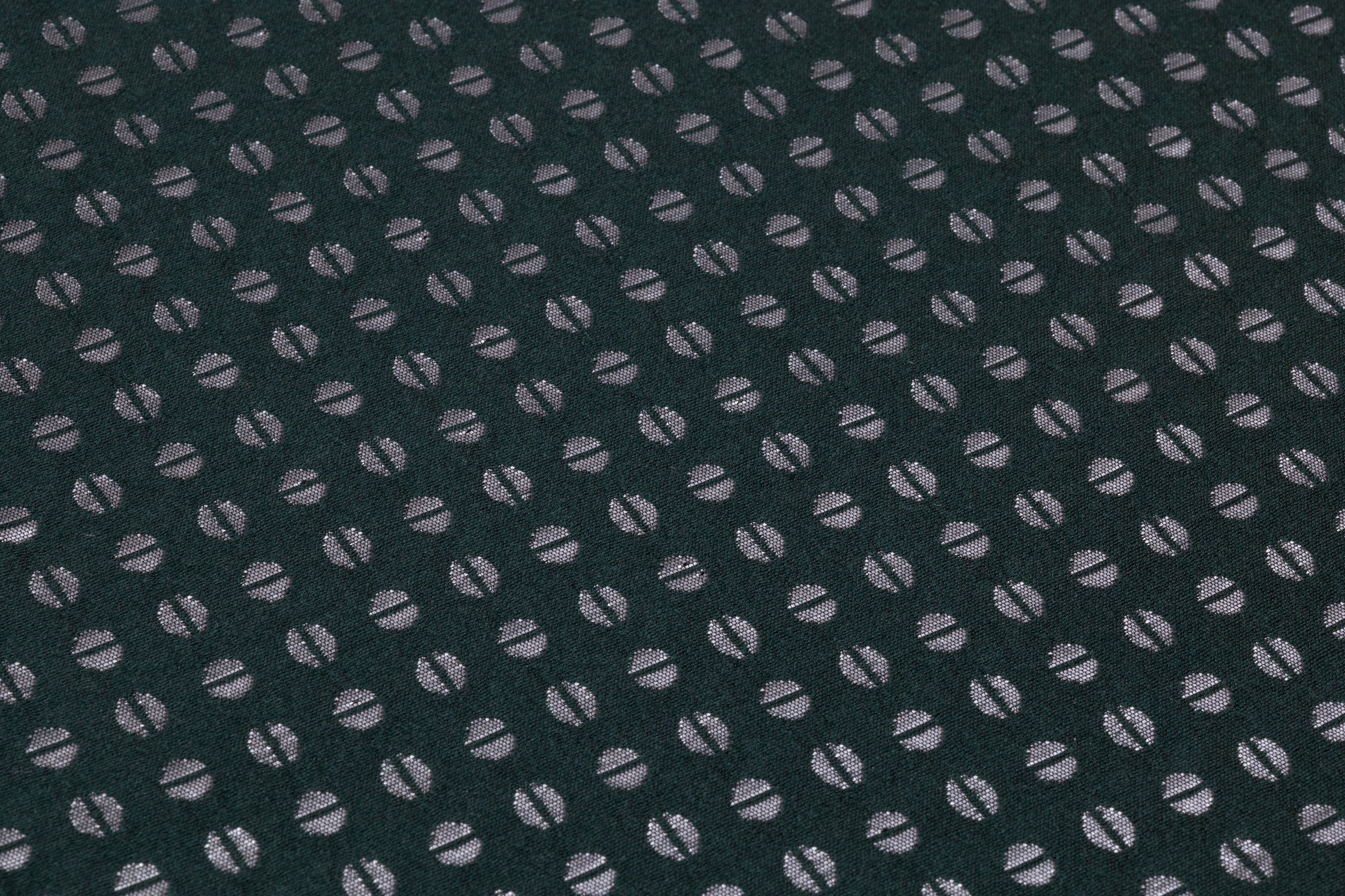 Metallic Italian Wool Blend Brocade - Green / Silver