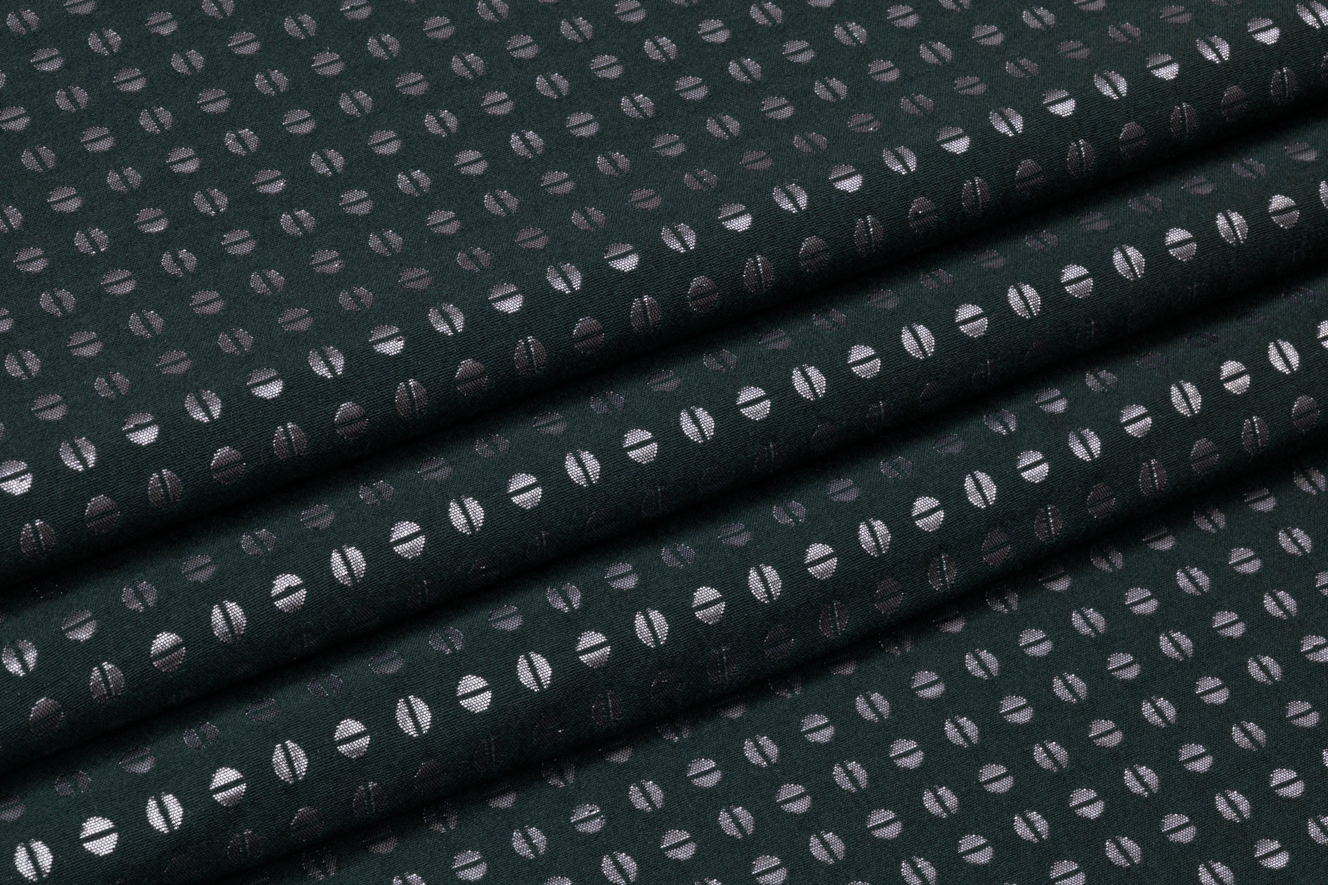 Metallic Italian Wool Blend Brocade - Green / Silver
