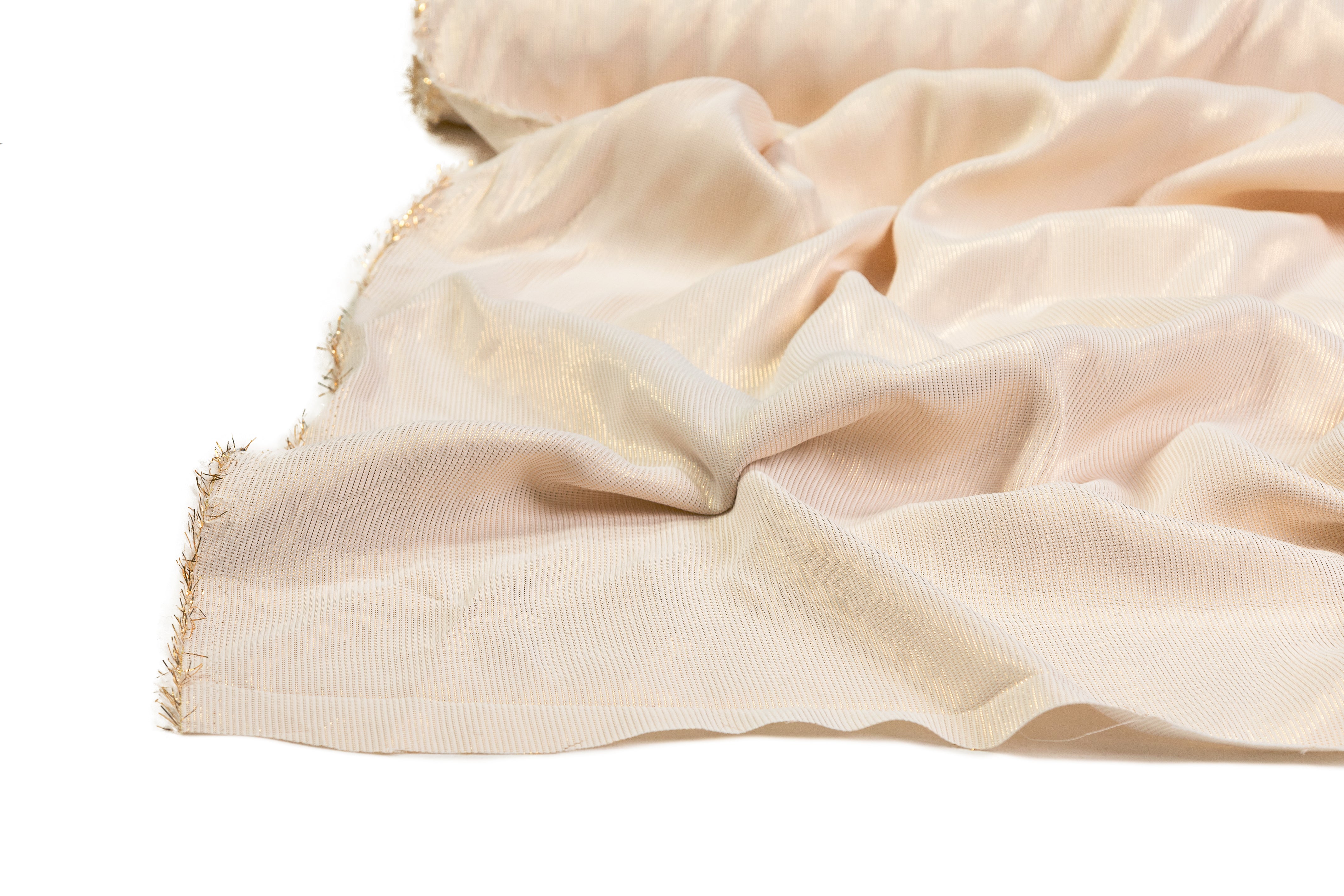 Italian Silk Viscose Crepe Lamé - Ivory / Gold