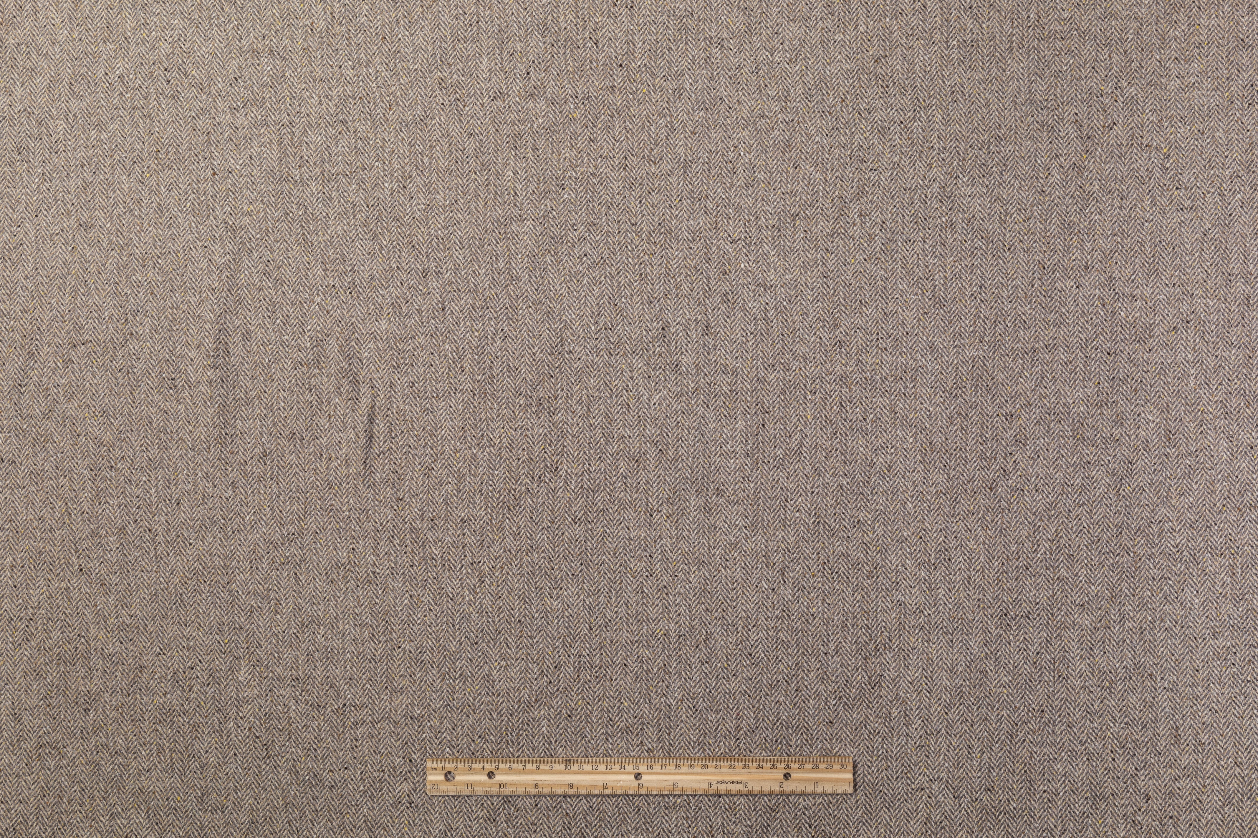 Herringbone Tweed Italian Wool Coating - Gray / Brown