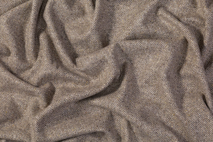 Herringbone Tweed Italian Wool Coating - Gray / Brown