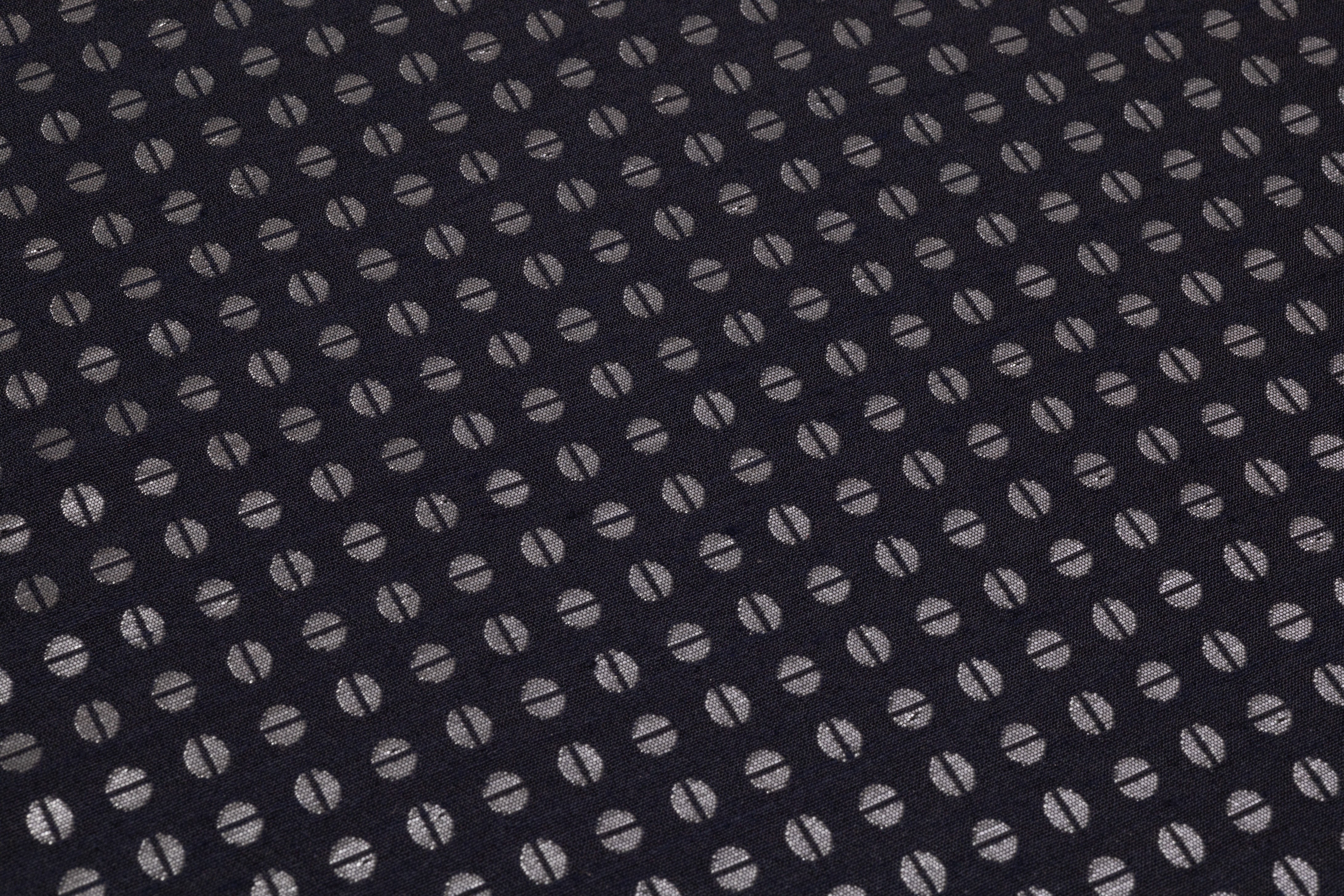 Metallic Italian Wool Blend Brocade - Navy / Silver