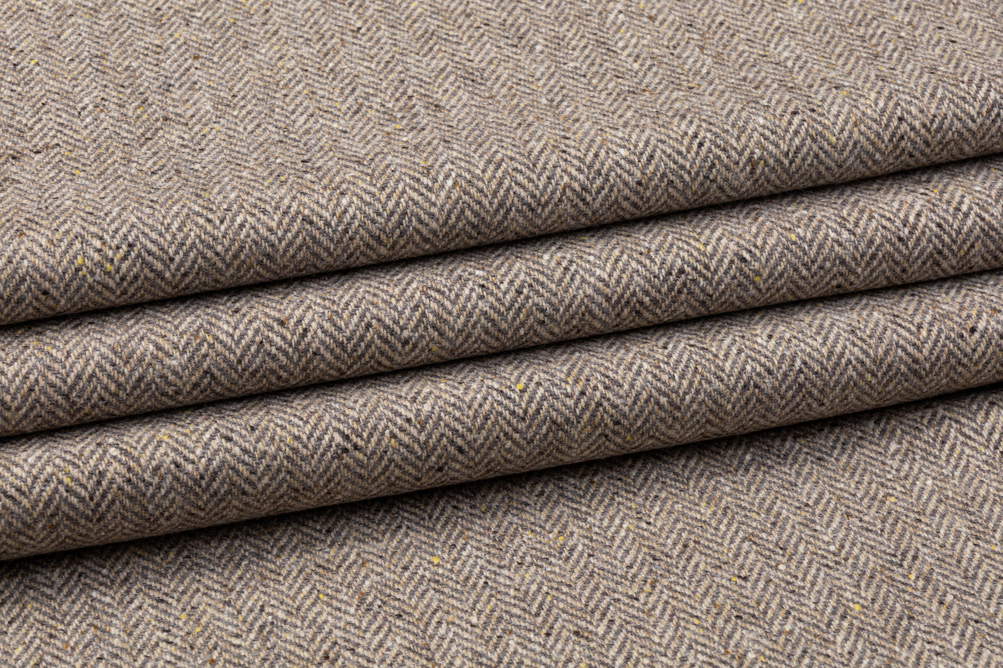Herringbone Tweed Italian Wool Coating - Gray / Brown