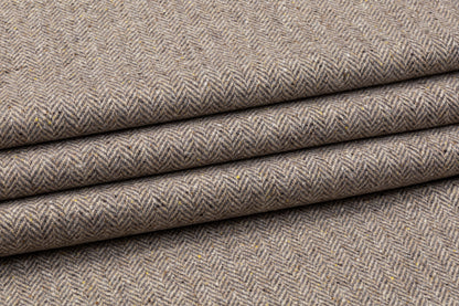 Herringbone Tweed Italian Wool Coating - Gray / Brown