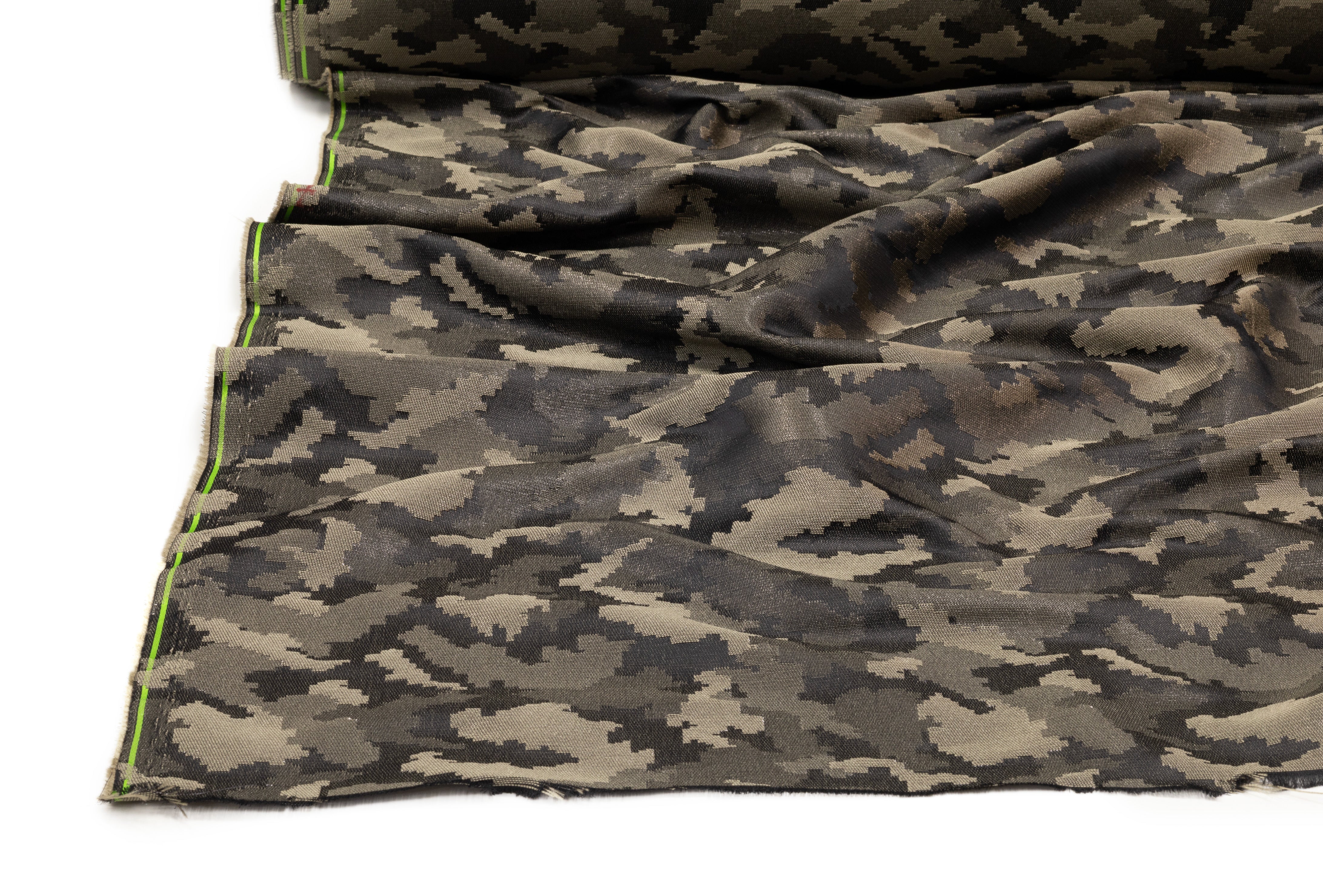 Camouflage Italian Brocade - Gunmetal Green