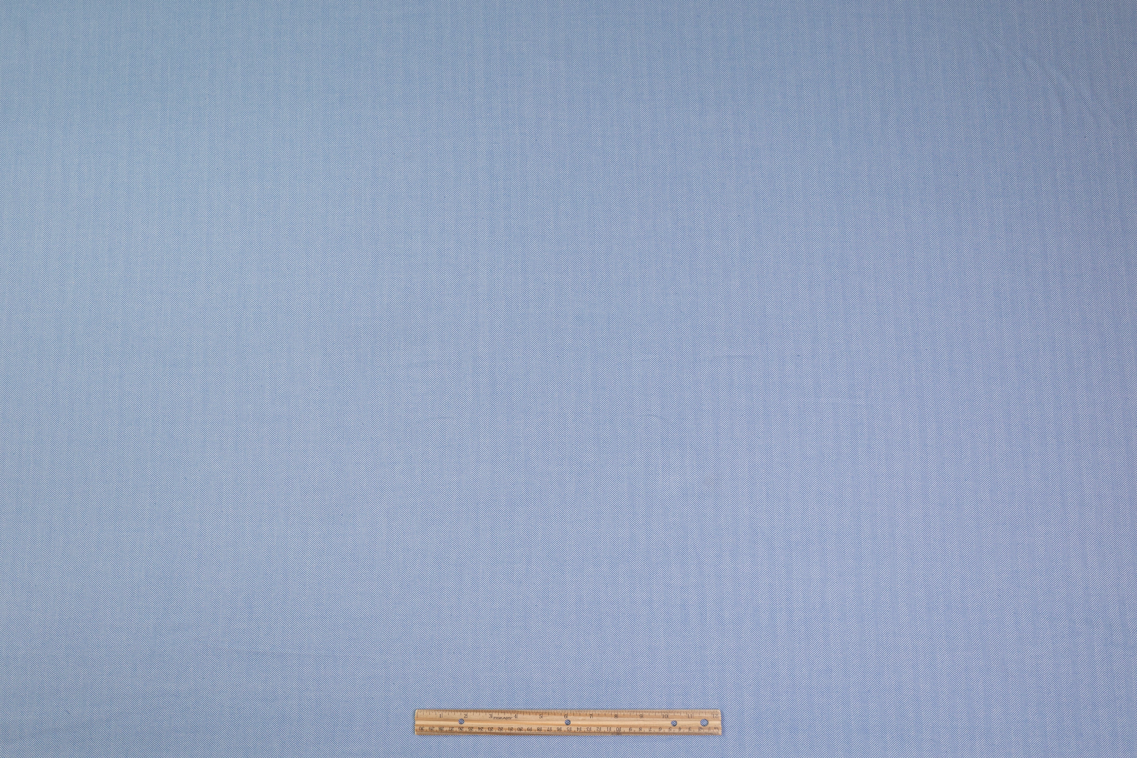 Herringbone Italian Cotton Suiting - Blue