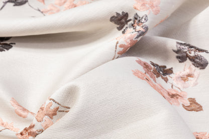 Floral Metallic Silk Blend Brocade - Beige / Pink / Gray