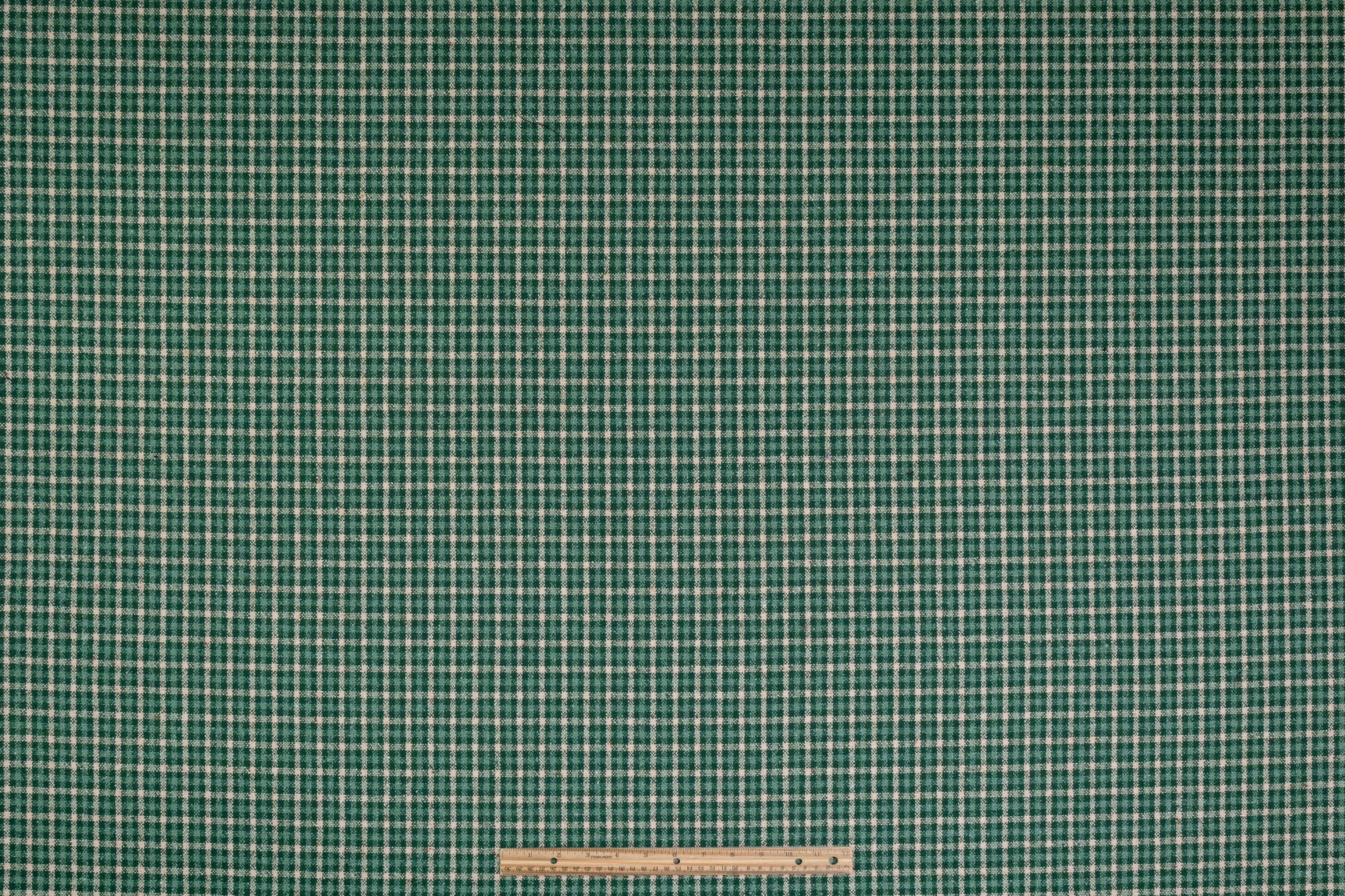 Fused Italian Wool Tweed Coating - Green / Off White