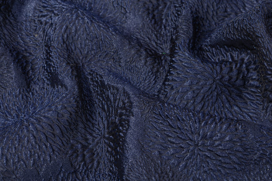 Metallic Organza Brocade - Navy Blue