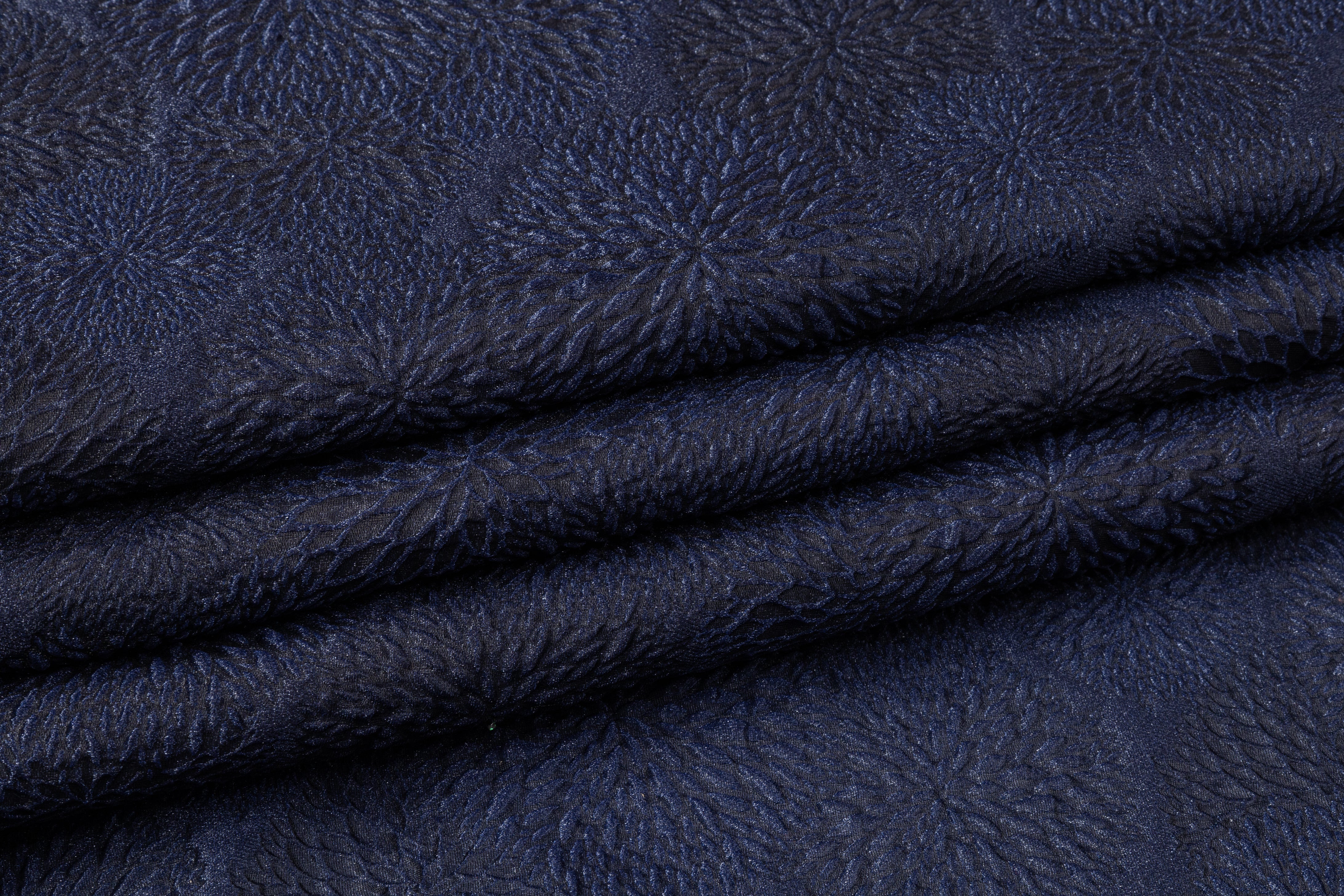 Metallic Organza Brocade - Navy Blue