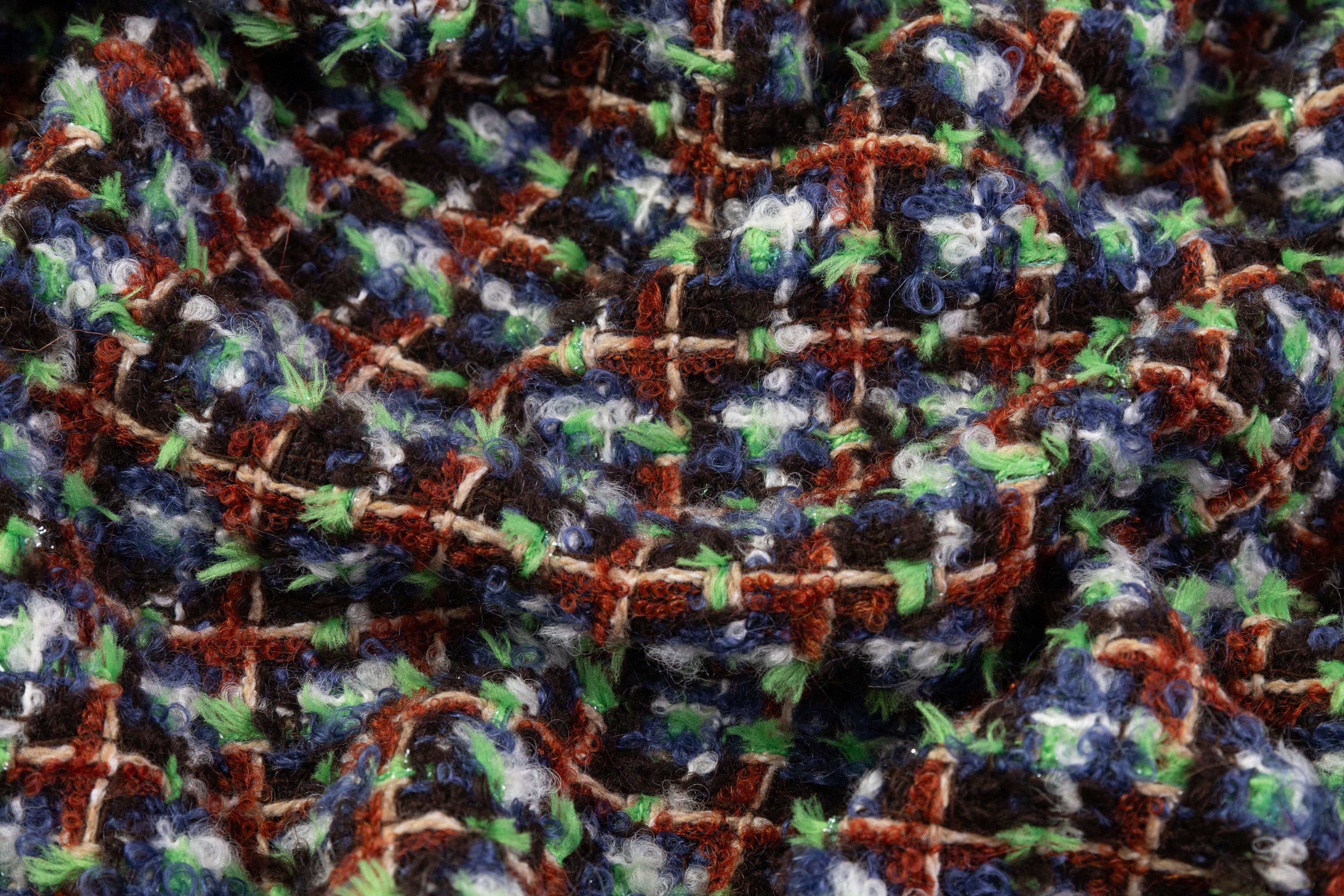 Metallic Italian Wool Tweed - Green / Navy / Brown / Rust