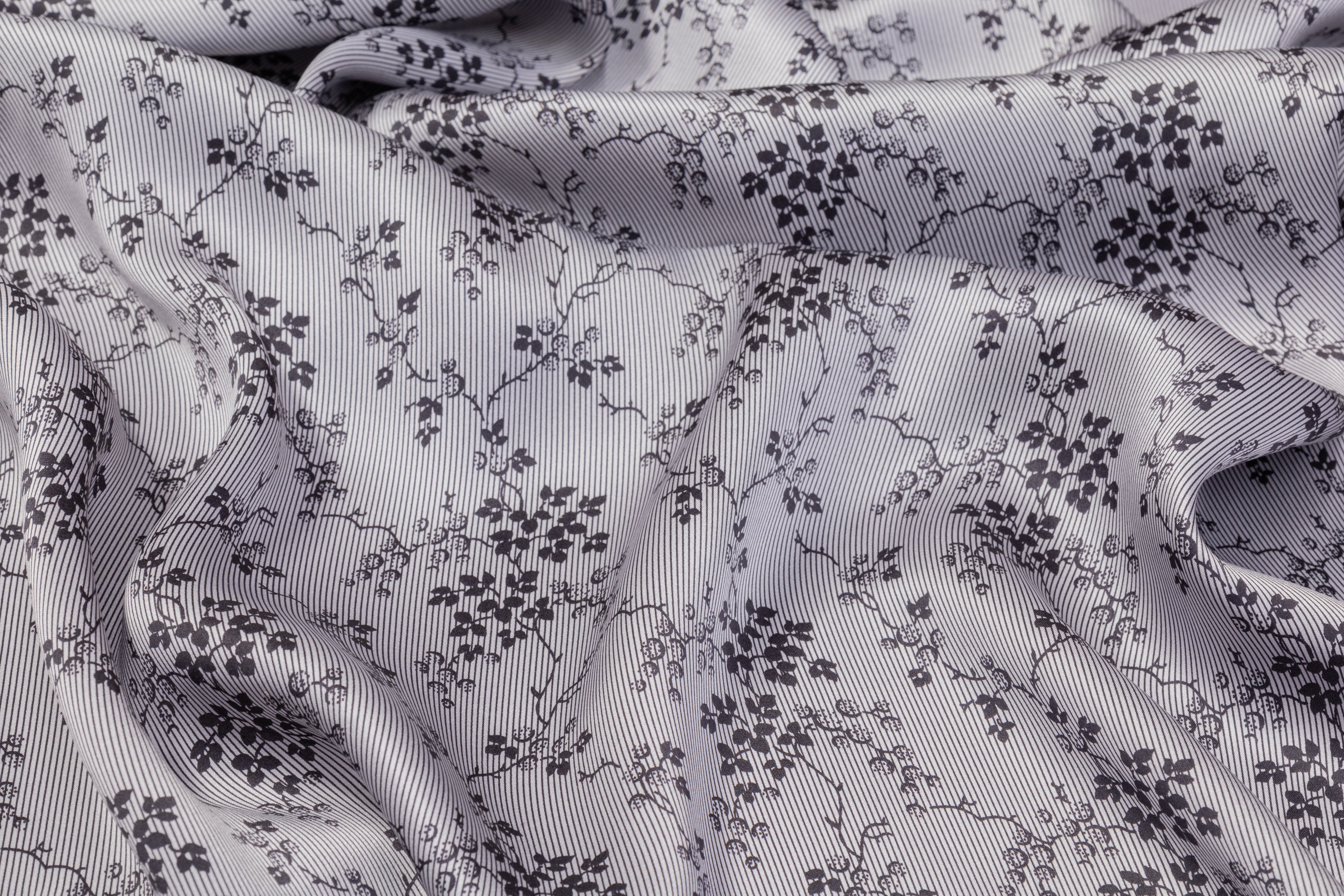 Floral Silk Charmeuse - Gray / Black