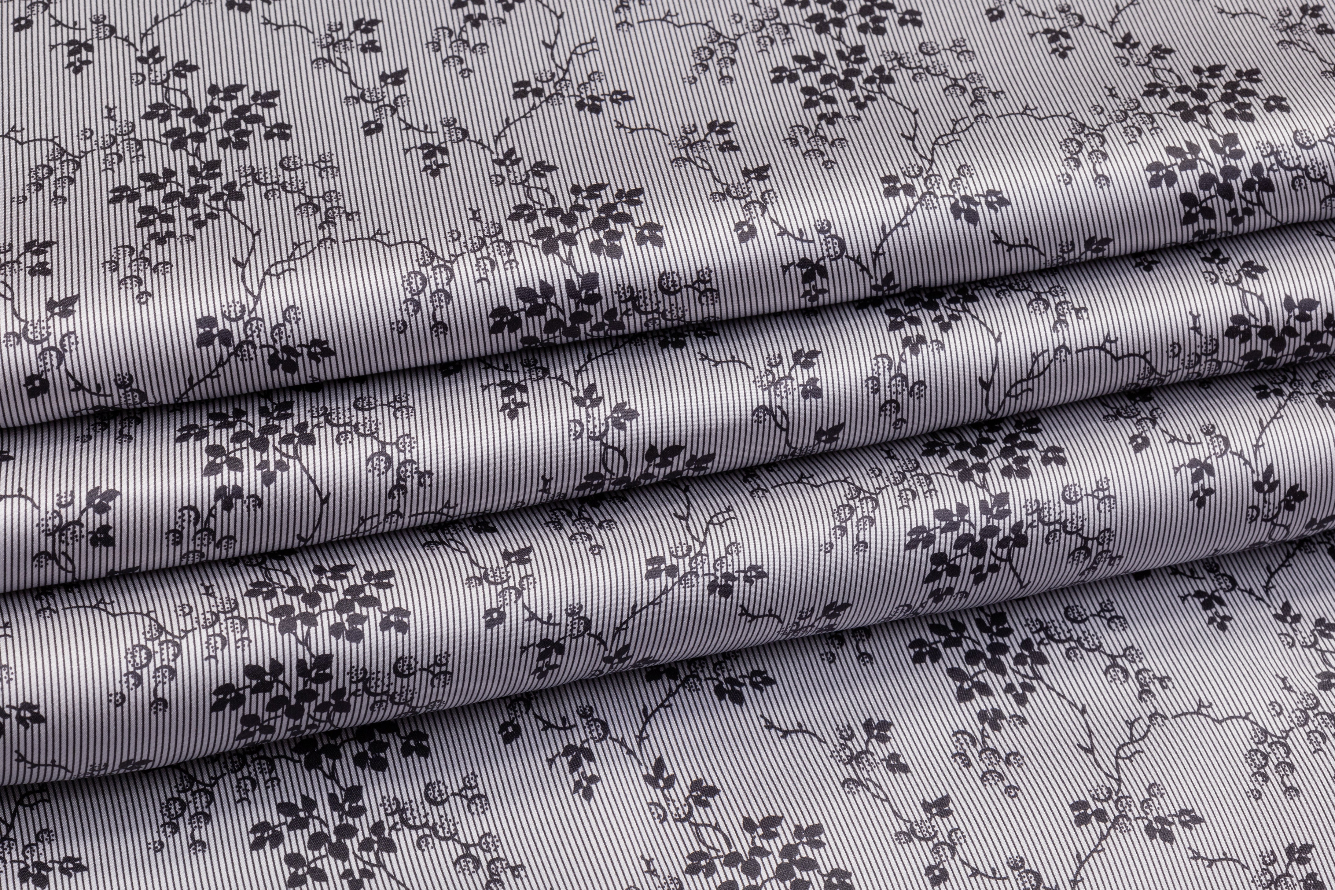 Floral Silk Charmeuse - Gray / Black