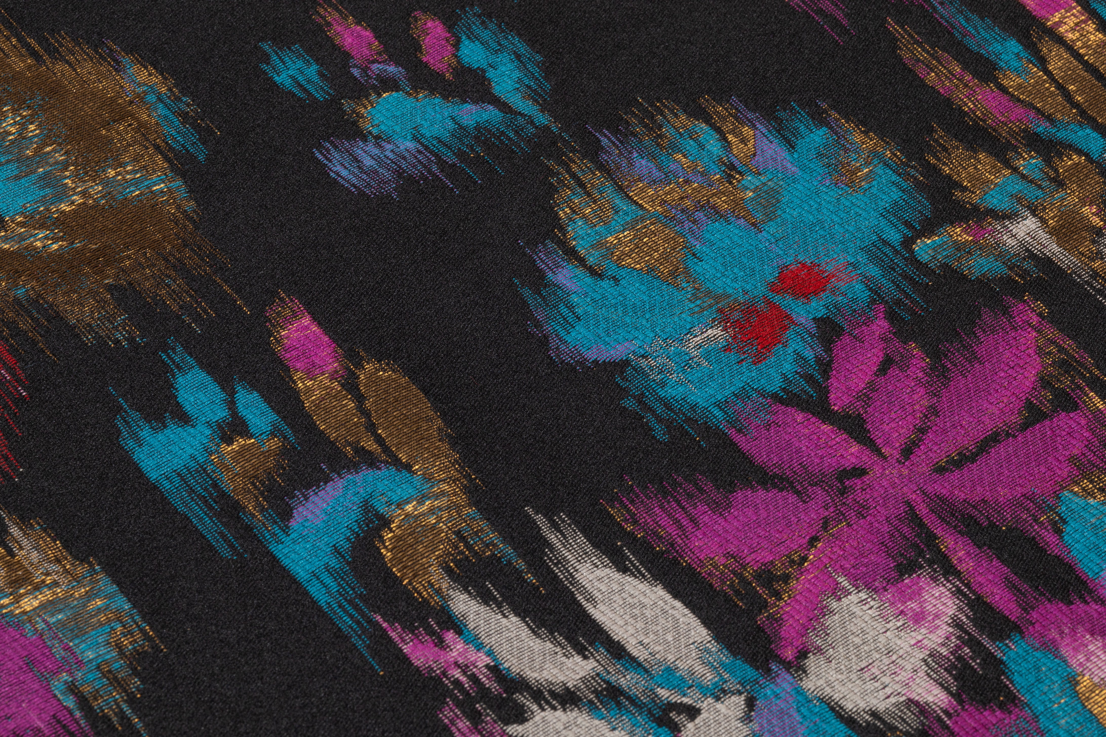 Floral Metallic Italian Brocade - Black / Blue / Fuchsia / Gold