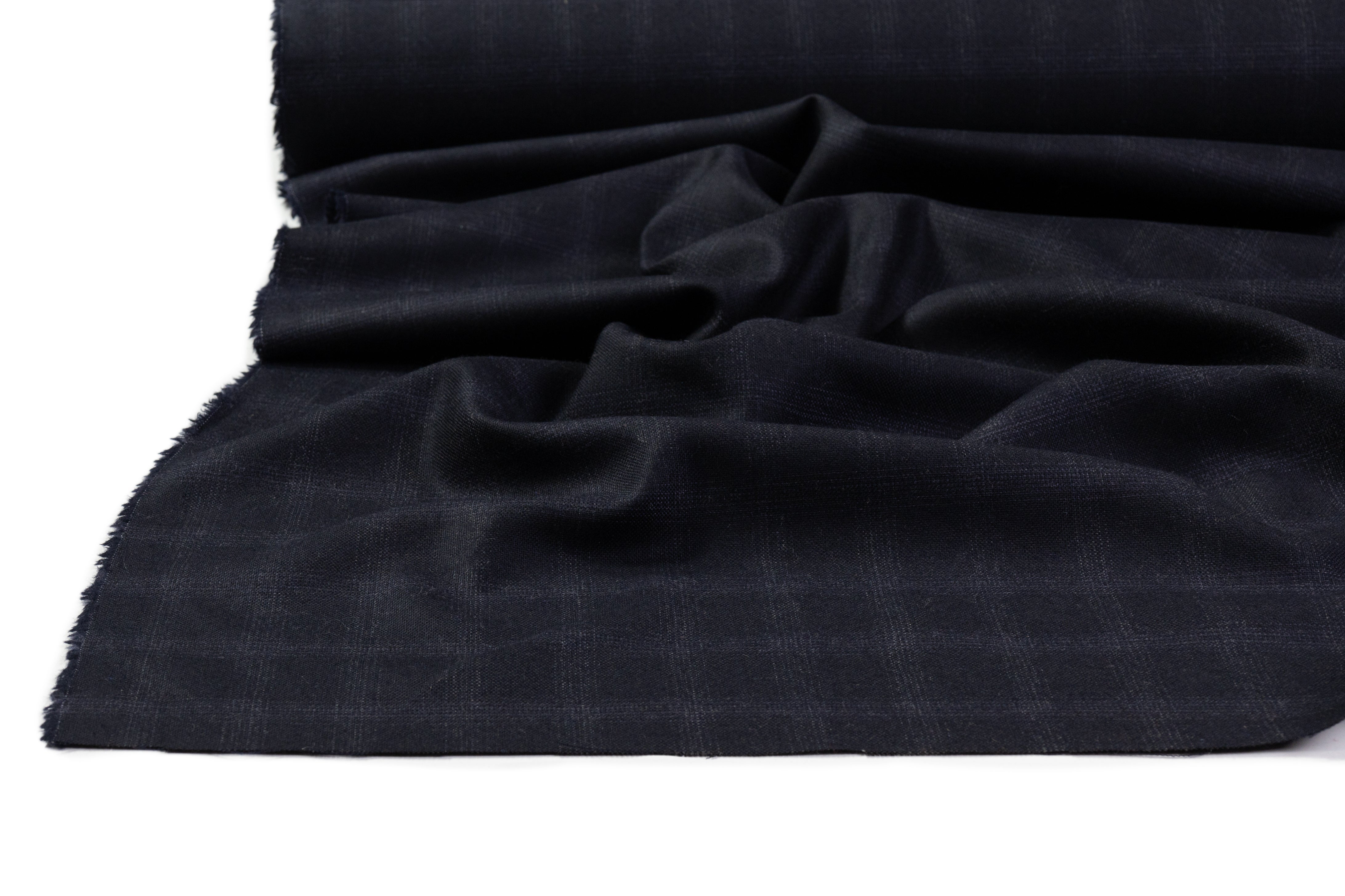 Checked Italian Wool Suiting - Navy