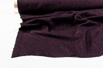 Speckled Italian Wool Blend - Dark Fuchsia / Black