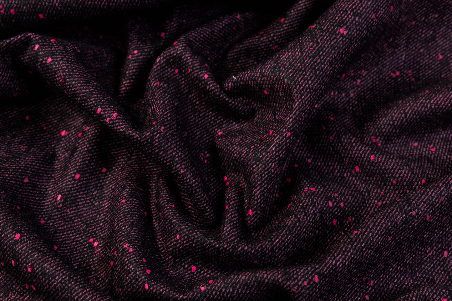 Speckled Italian Wool Blend - Dark Fuchsia / Black