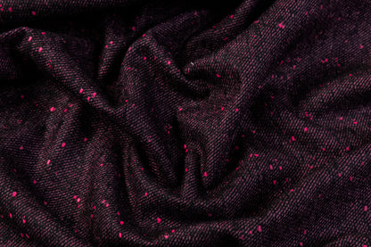 Speckled Italian Wool Blend - Dark Fuchsia / Black