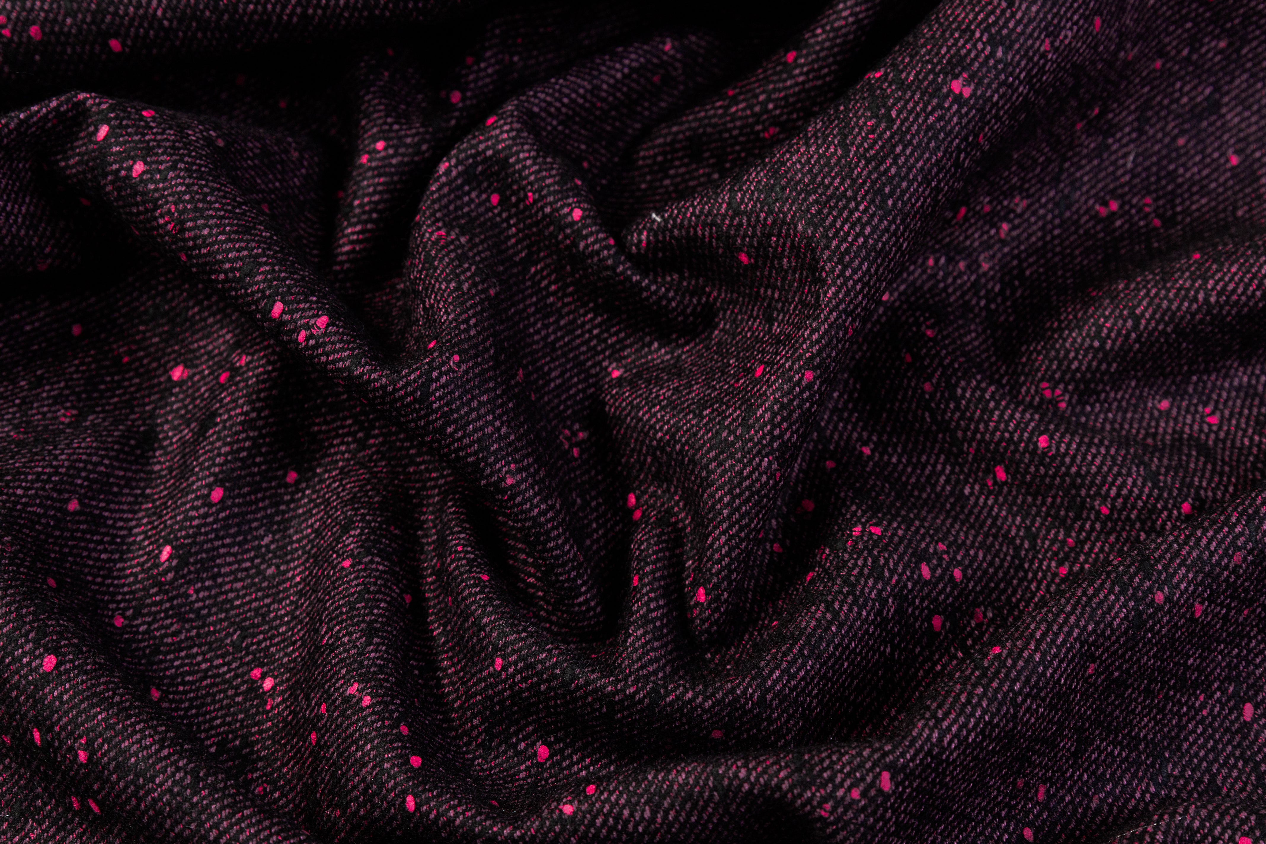 Speckled Italian Wool Blend - Dark Fuchsia / Black