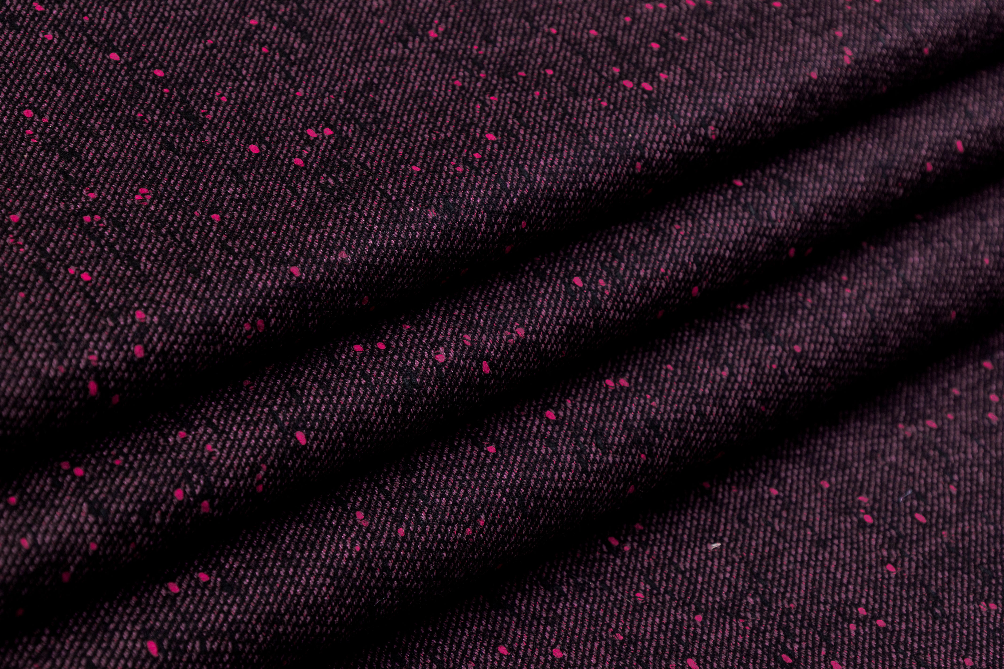 Speckled Italian Wool Blend - Dark Fuchsia / Black