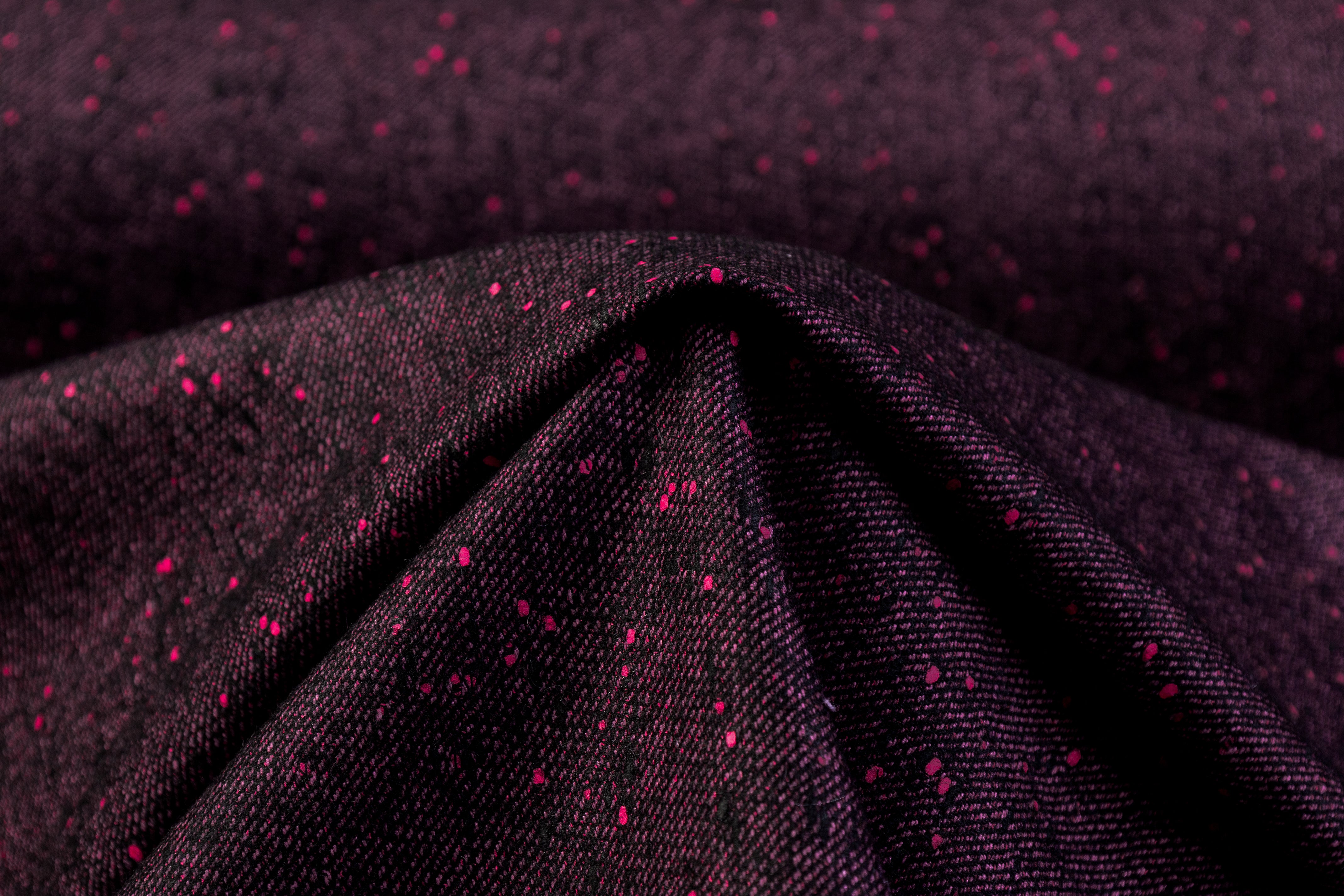 Speckled Italian Wool Blend - Dark Fuchsia / Black
