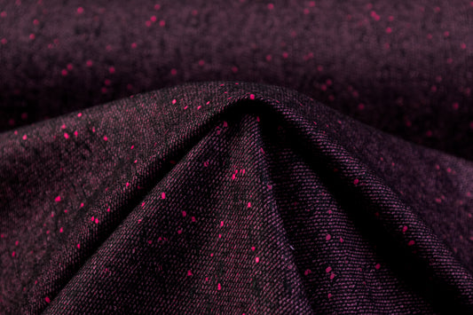 Speckled Italian Wool Blend - Dark Fuchsia / Black