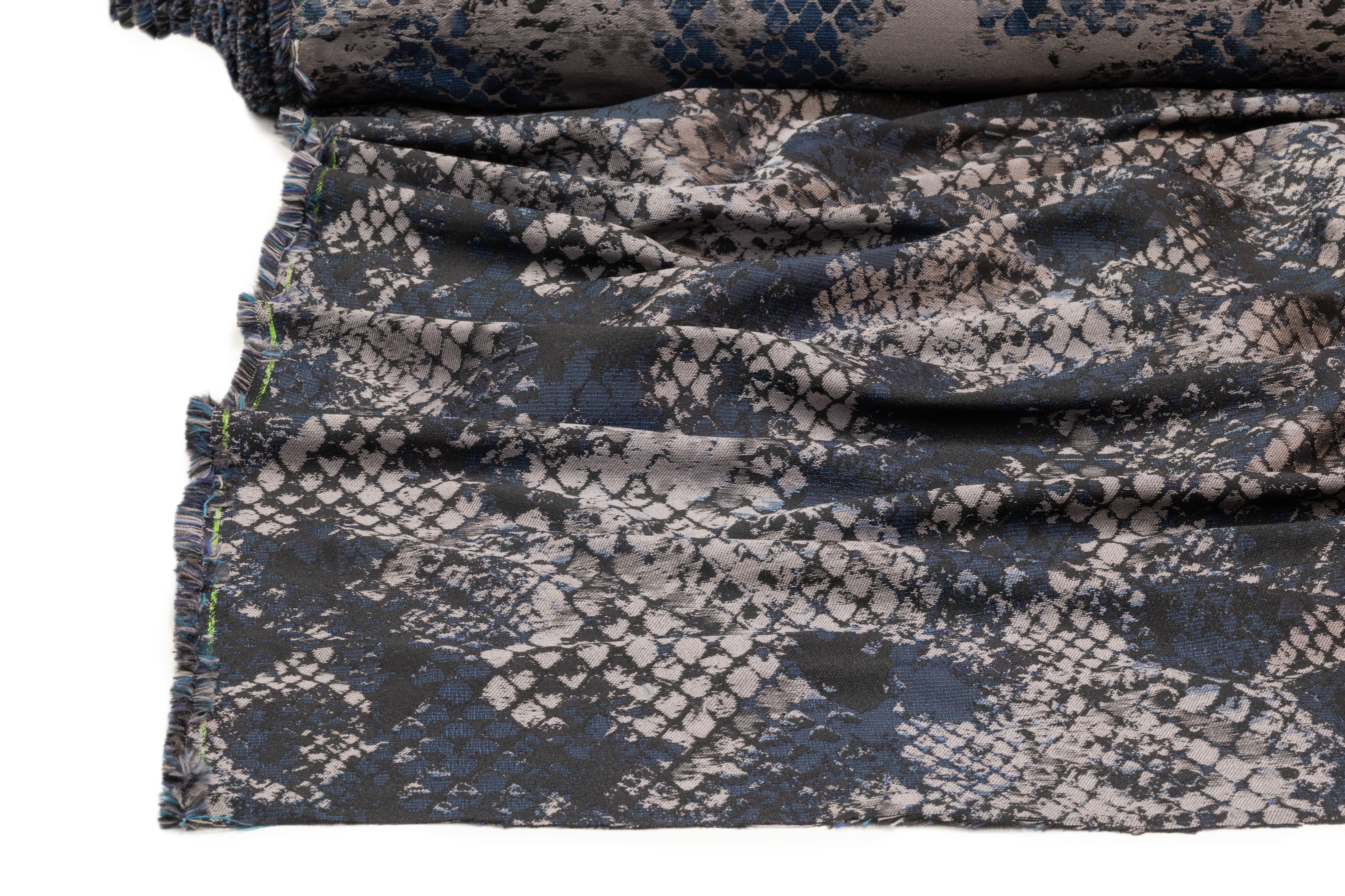 Abstract Italian Brocade - Blue / Gray