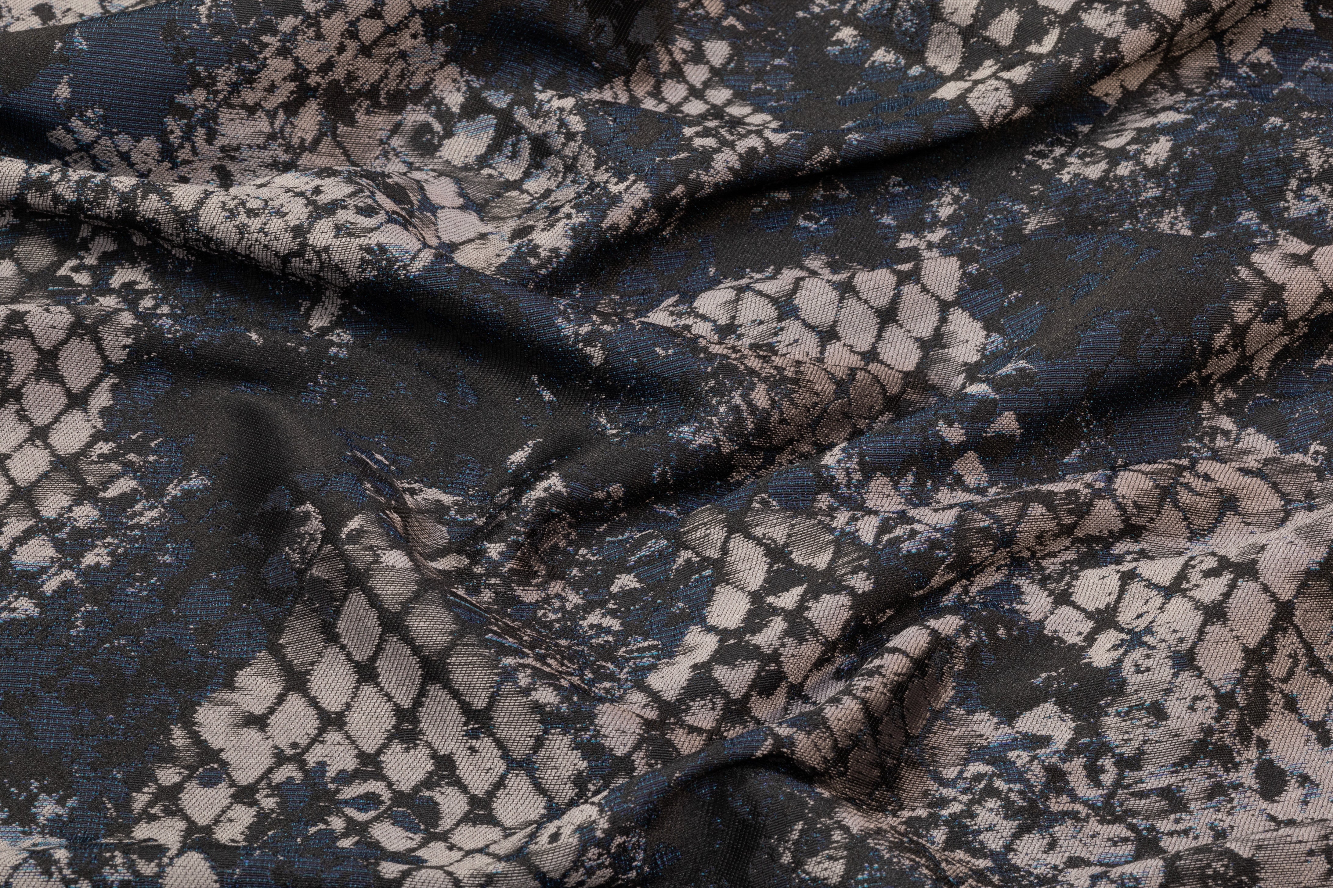 Abstract Italian Brocade - Blue / Gray