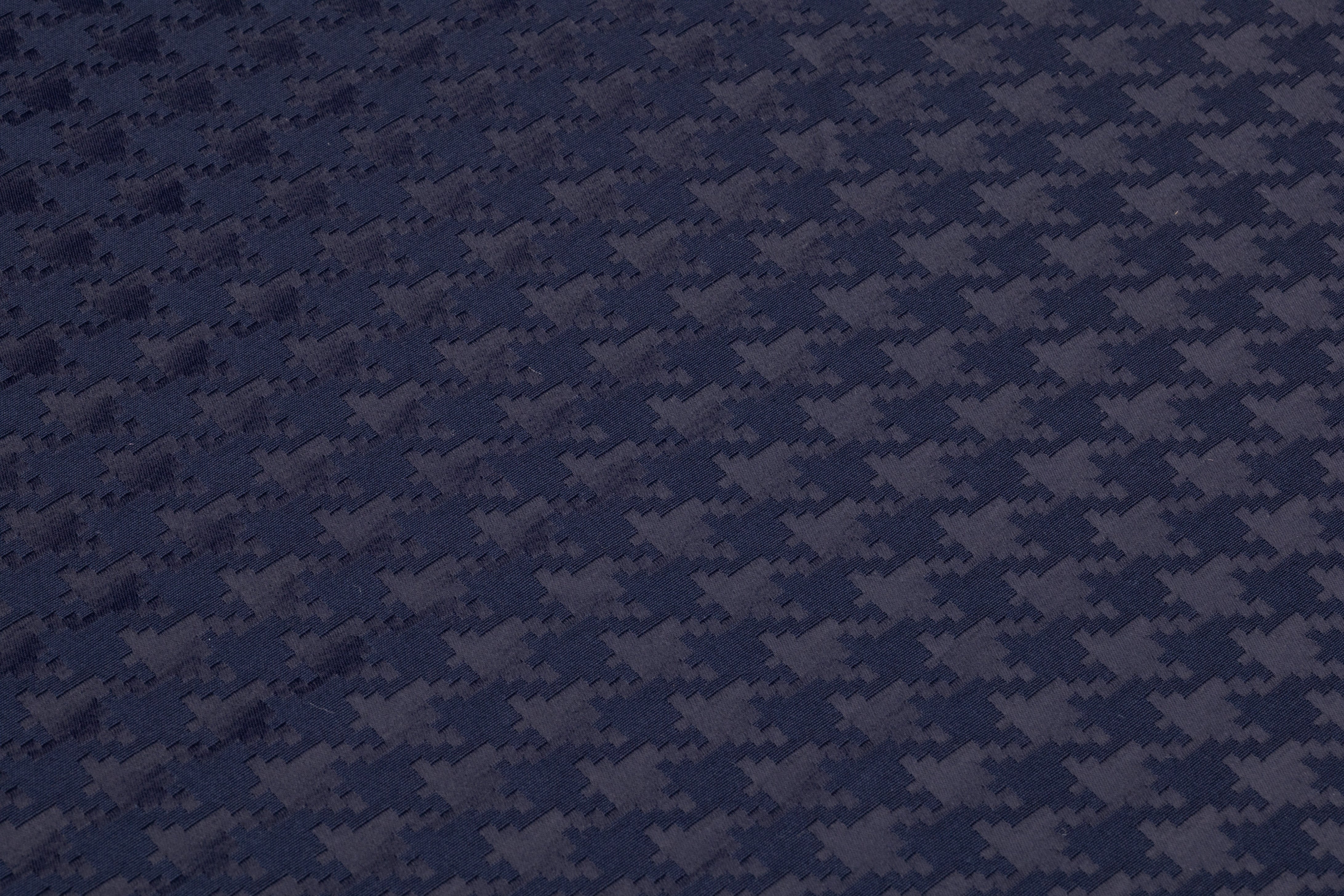 Houndstooth Italian Cotton Blend Brocade - Navy