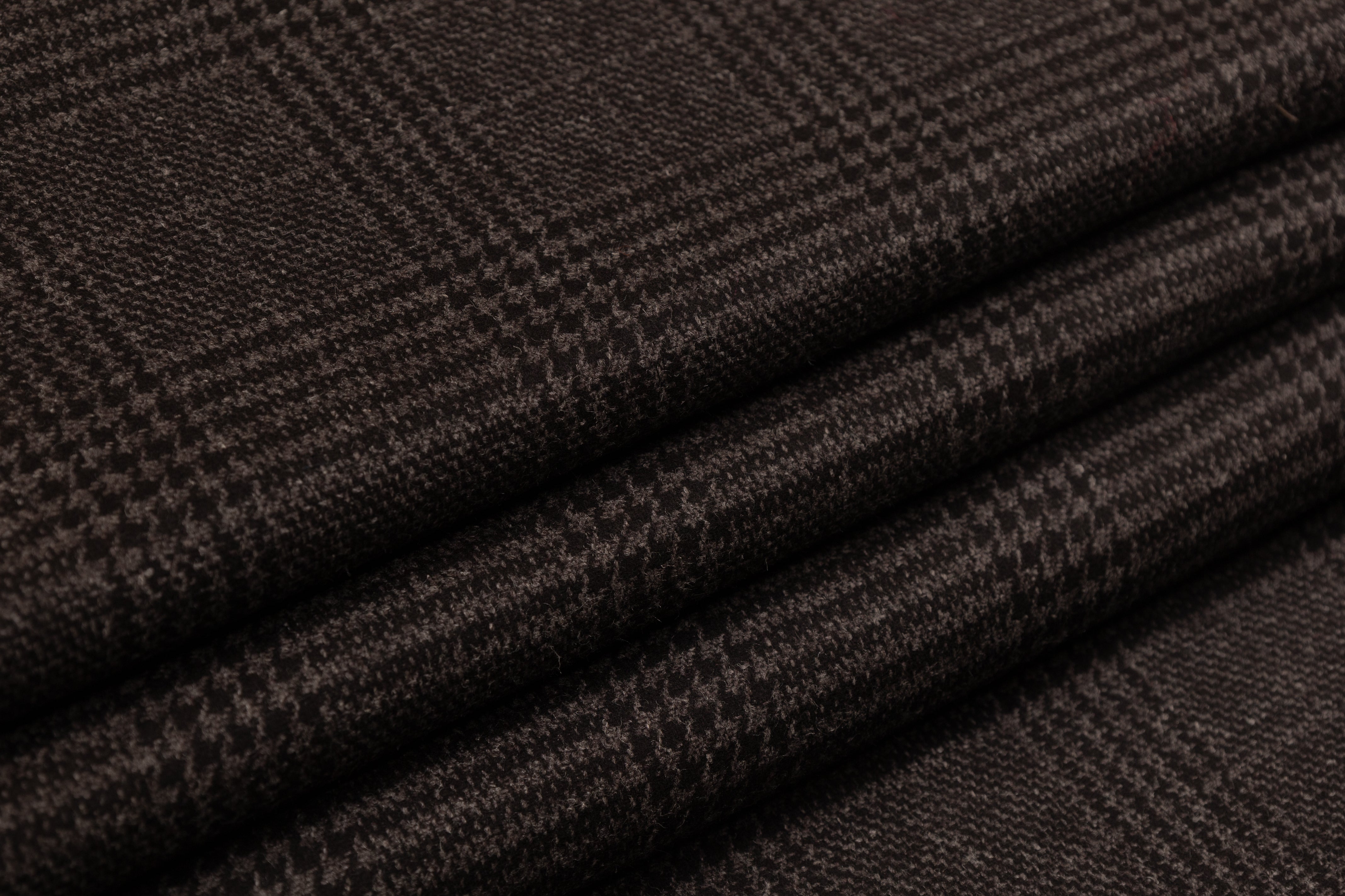 Checked Italian Wool Suiting - Smoky Black