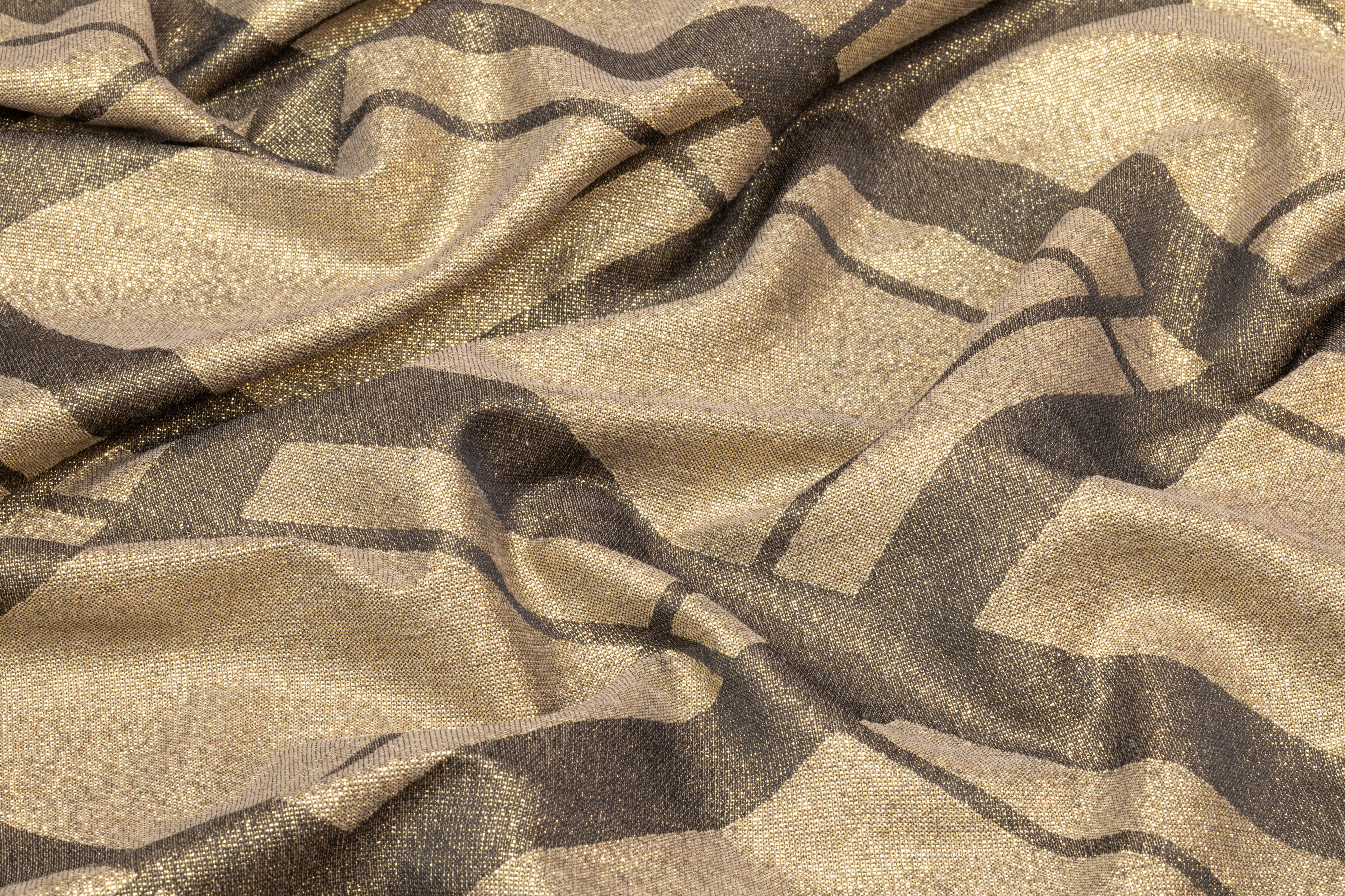 Plaid Italian Metallic Brocade - Antique Gold