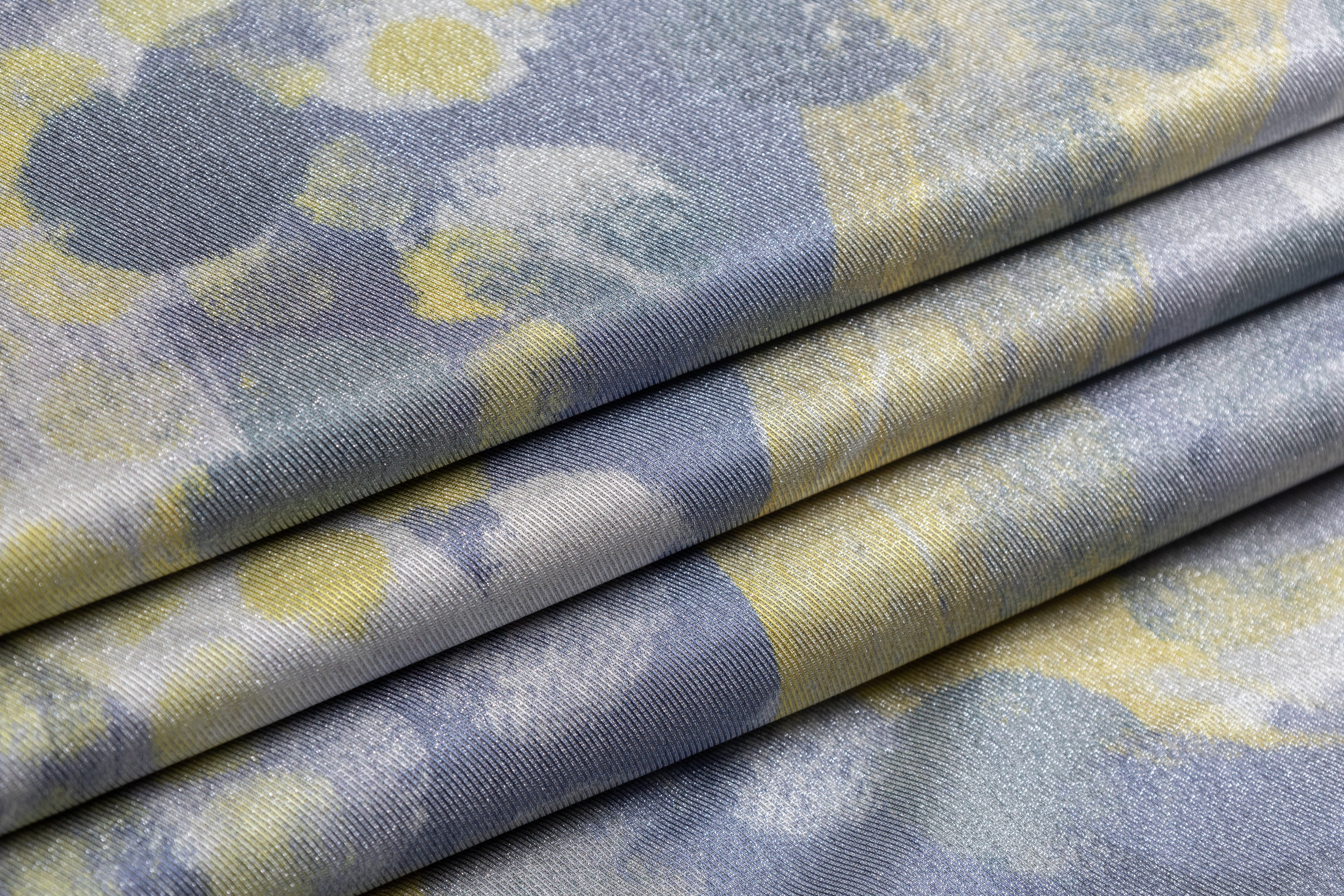 Abstract Metallic Italian Brocade - Yellow / Silver / Gray