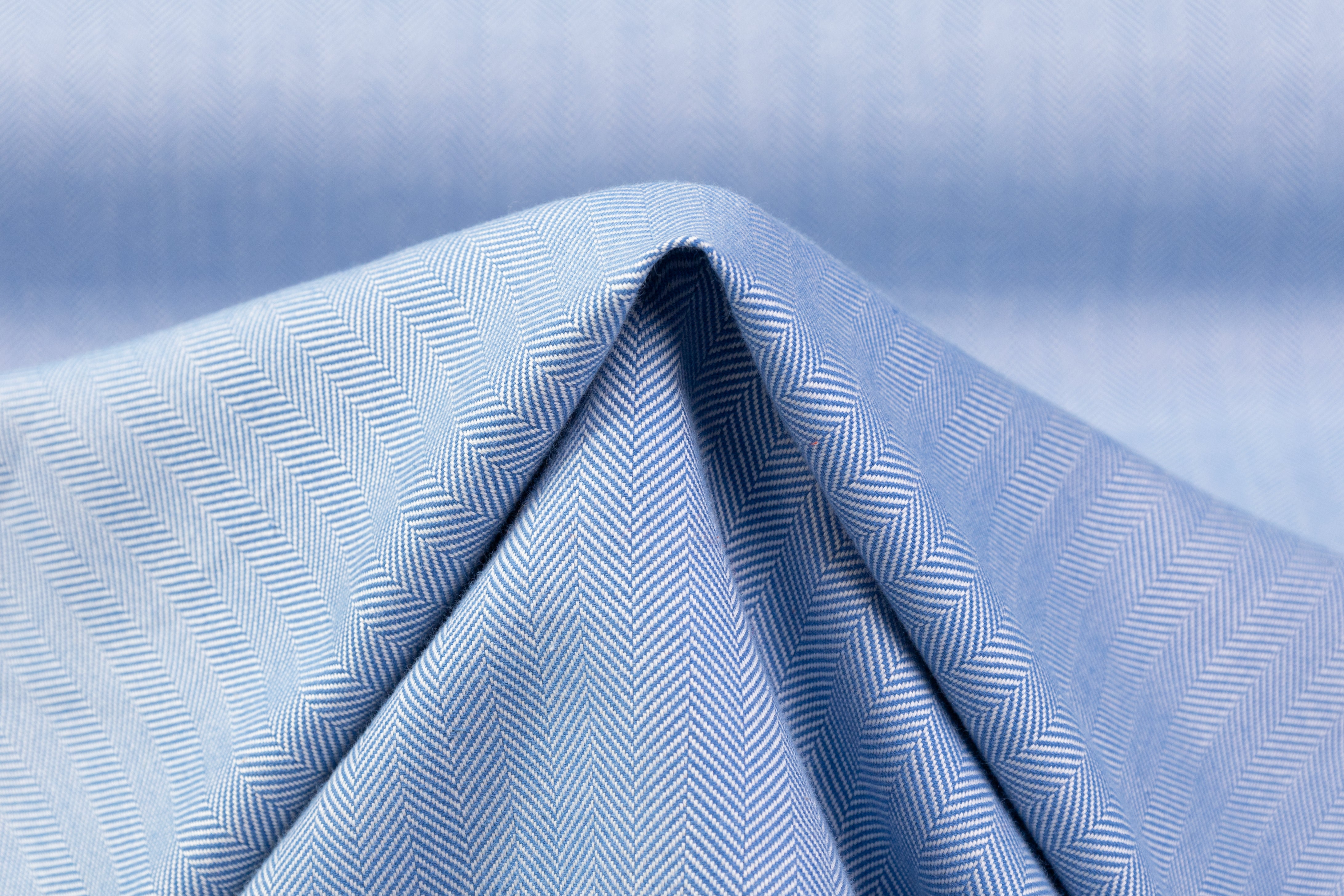 Herringbone Italian Cotton Suiting - Blue