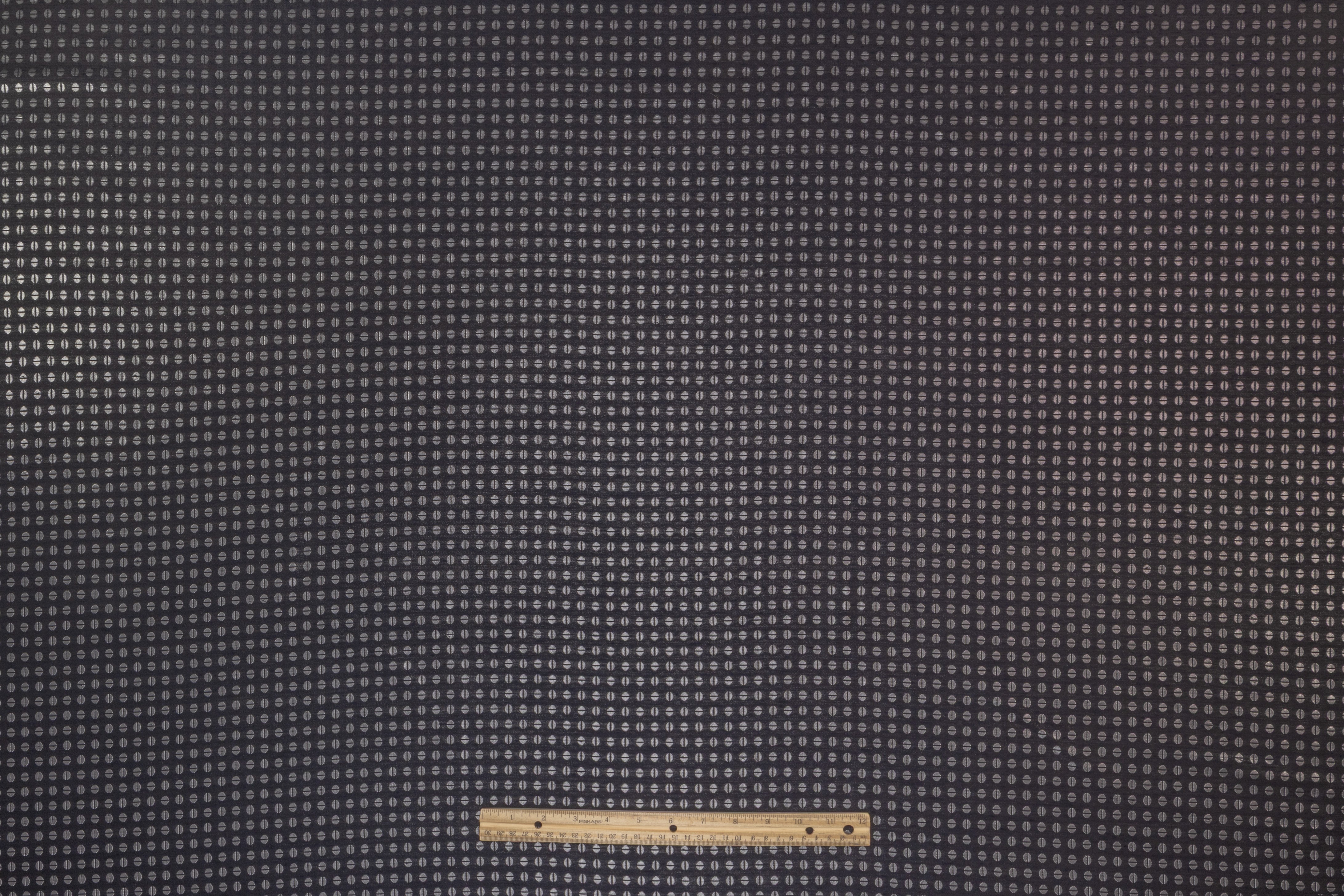 Metallic Italian Wool Blend Brocade - Navy / Silver