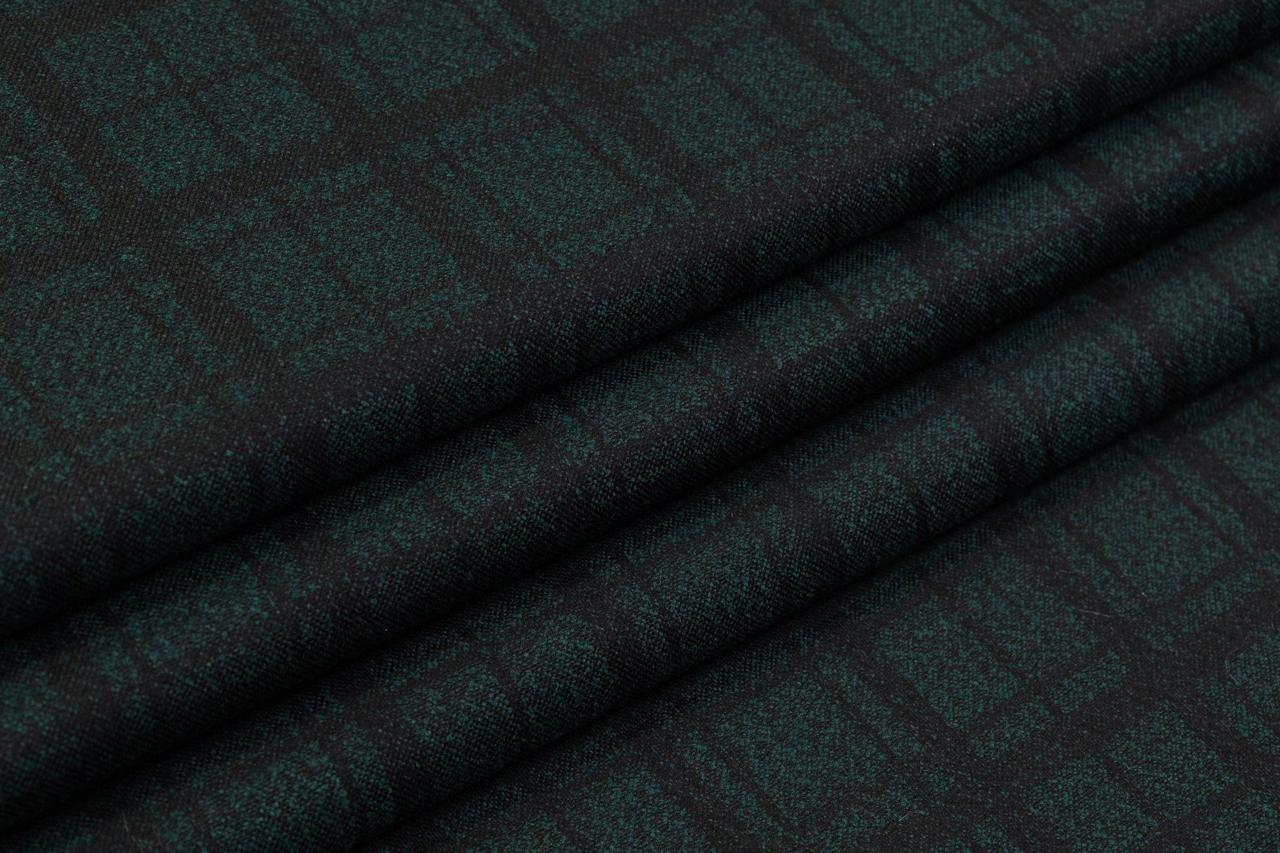 Textured Italian Wool Nylon Suiting - Green / Black