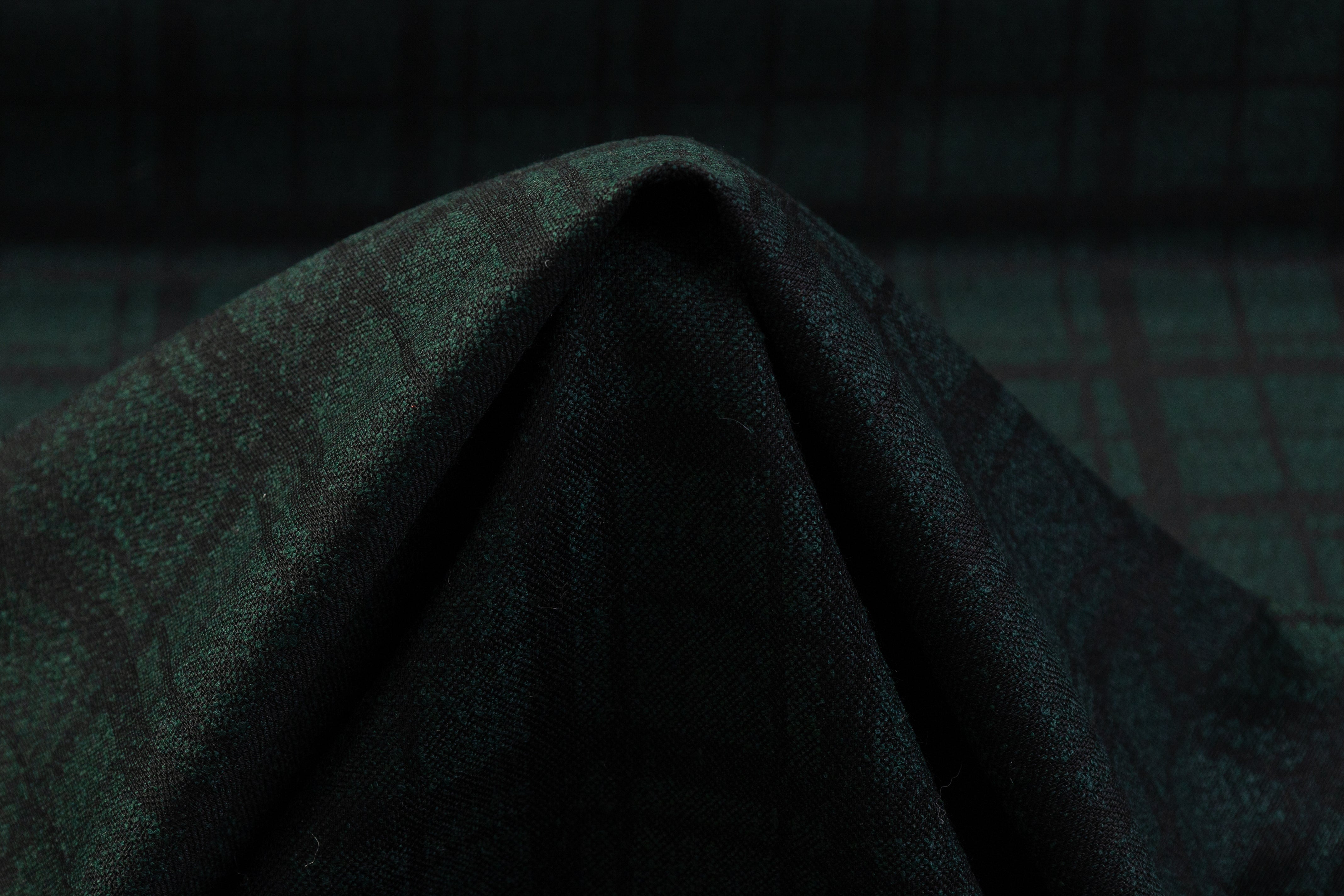 Textured Italian Wool Nylon Suiting - Green / Black