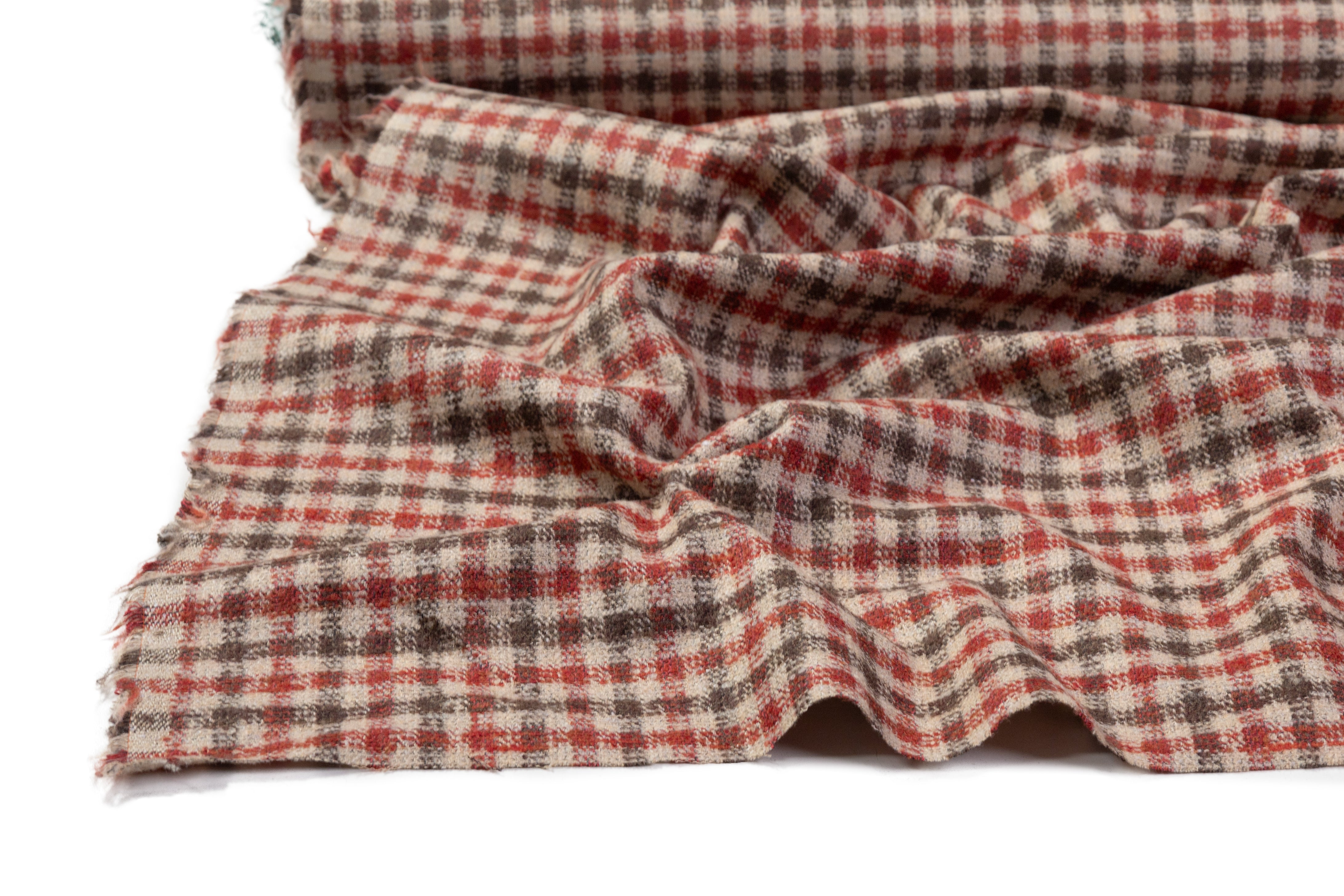 Cerruti - Checked Wool Silk Linen Cotton Blend - Red / Beige