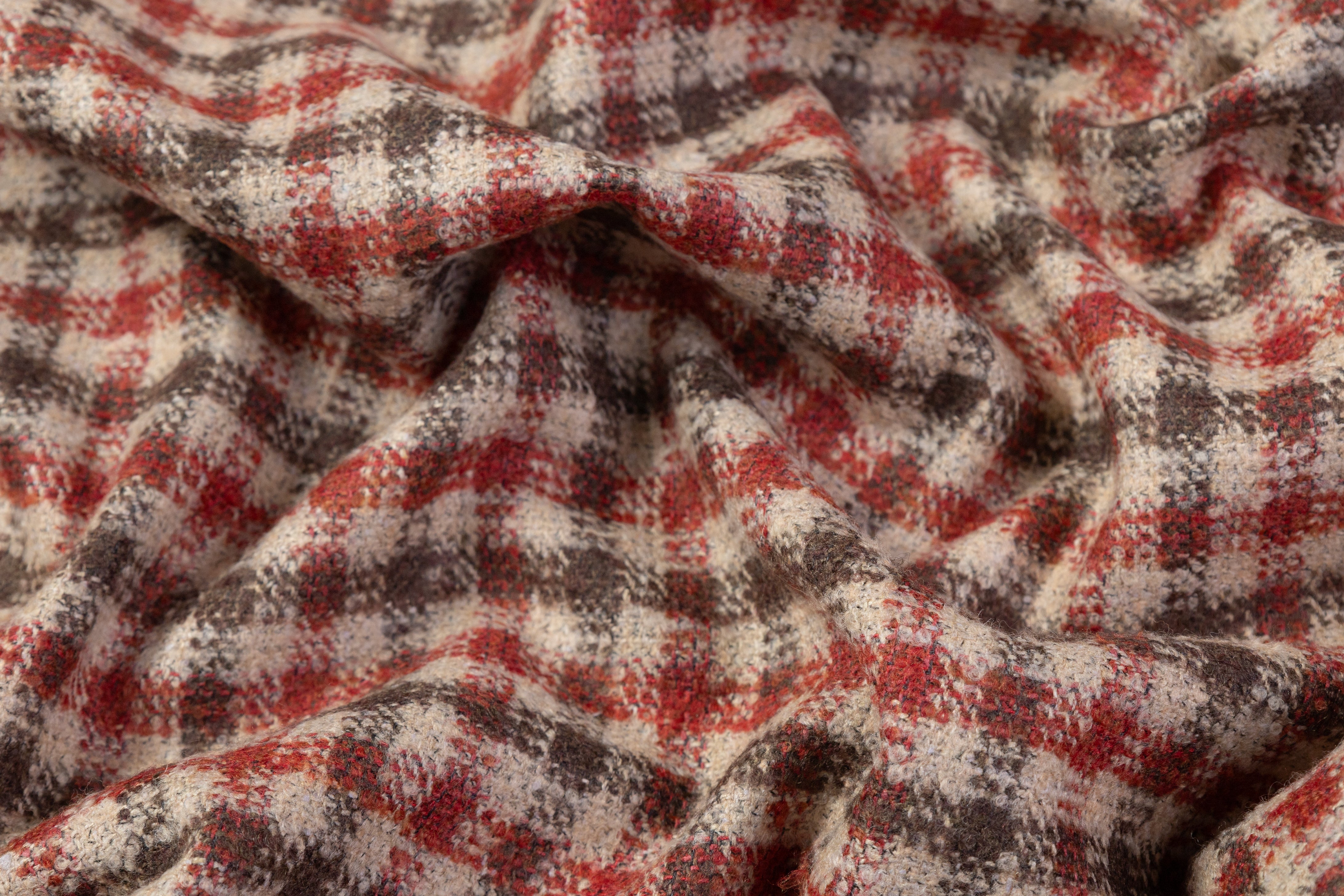 Cerruti - Checked Wool Silk Linen Cotton Blend - Red / Beige
