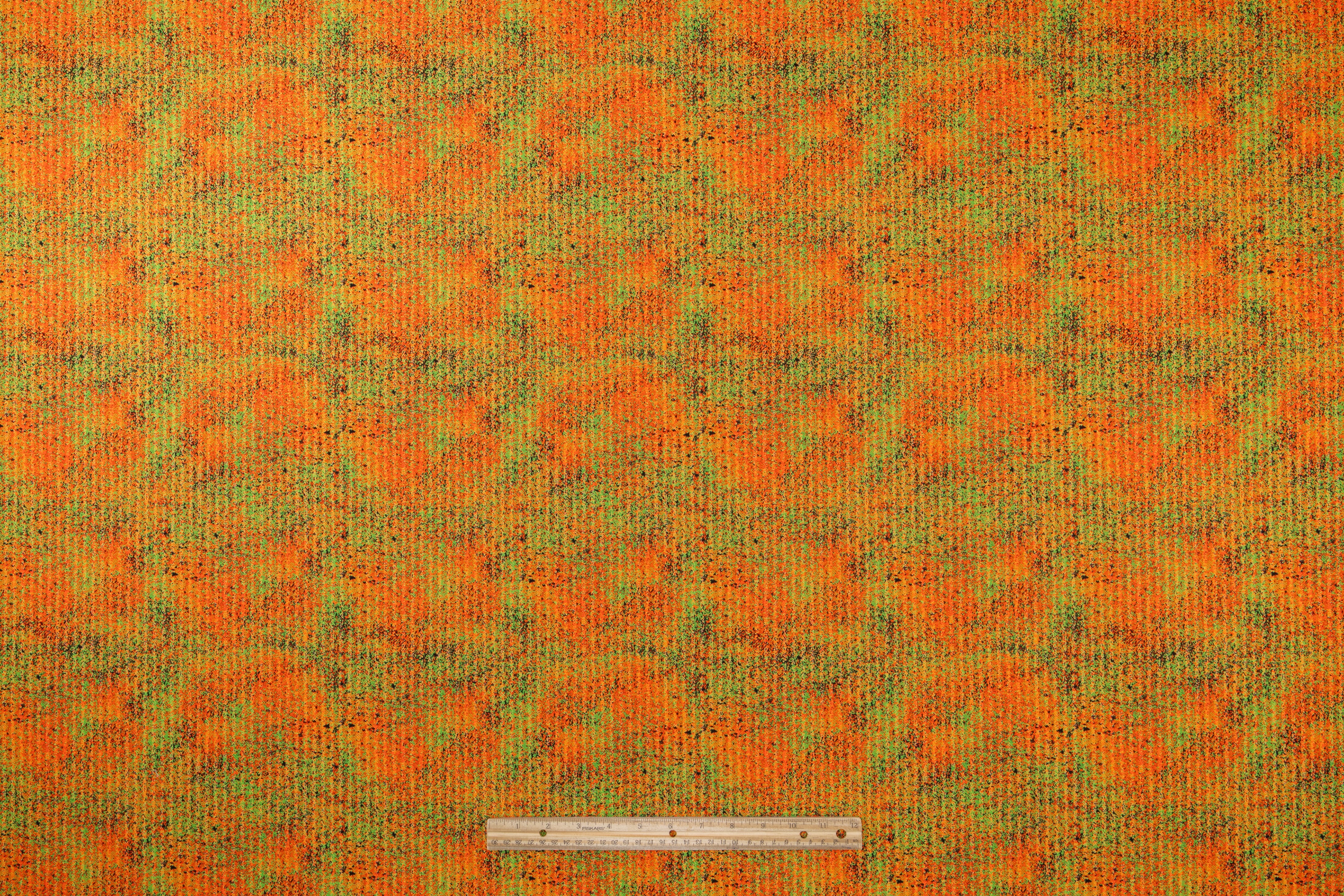Abstract Italian Cotton Nylon Brocade - Orange / Green